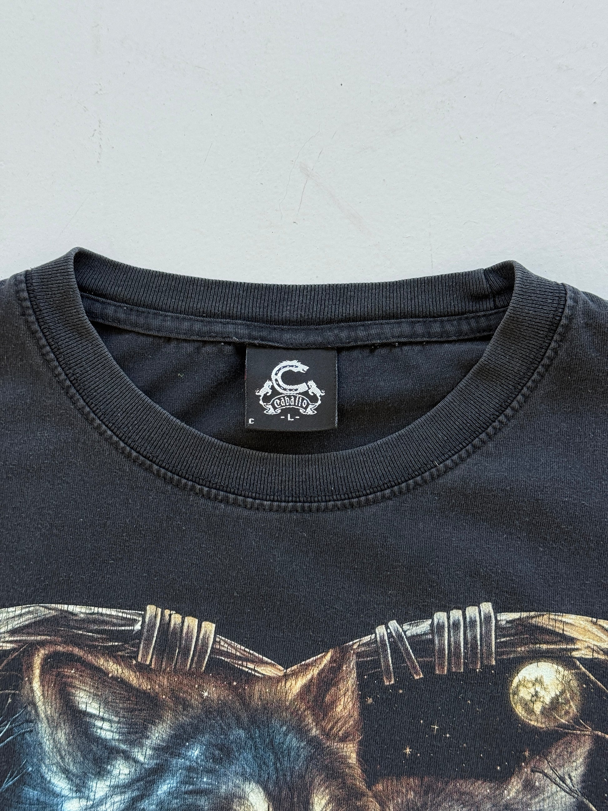 Black Wolf 00's Vintage Graphic T-Shirt - Medium