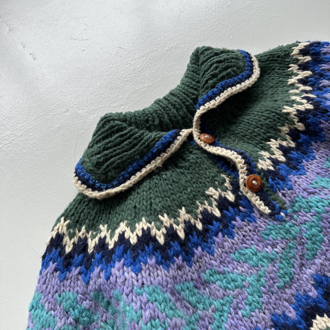 Green Ecuadorian 80s Chunky Knit Jumper - Large