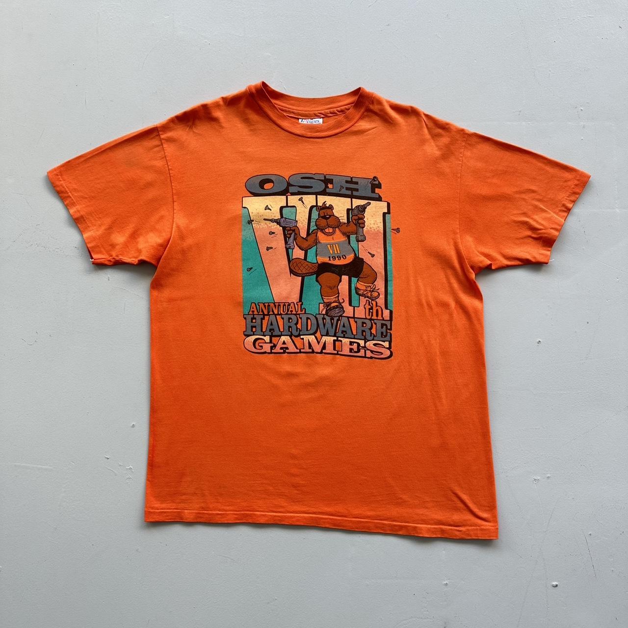 Orange Osh Annual Hardware Games 1990 Vintage 90's T-shirt - XL