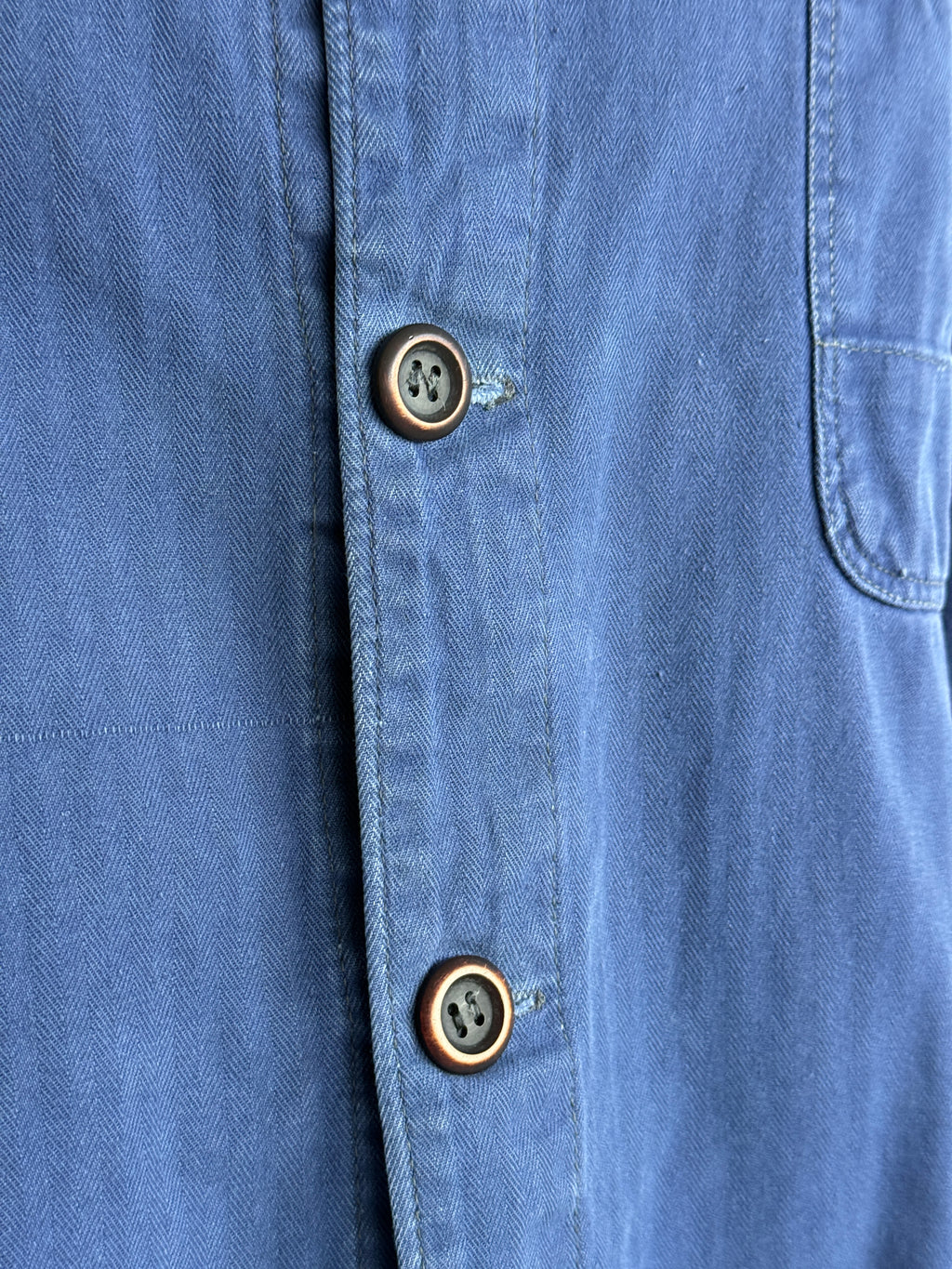 Blue Herringbone Cotton Vintage Workwear Chore Jacket CH499 - Large
