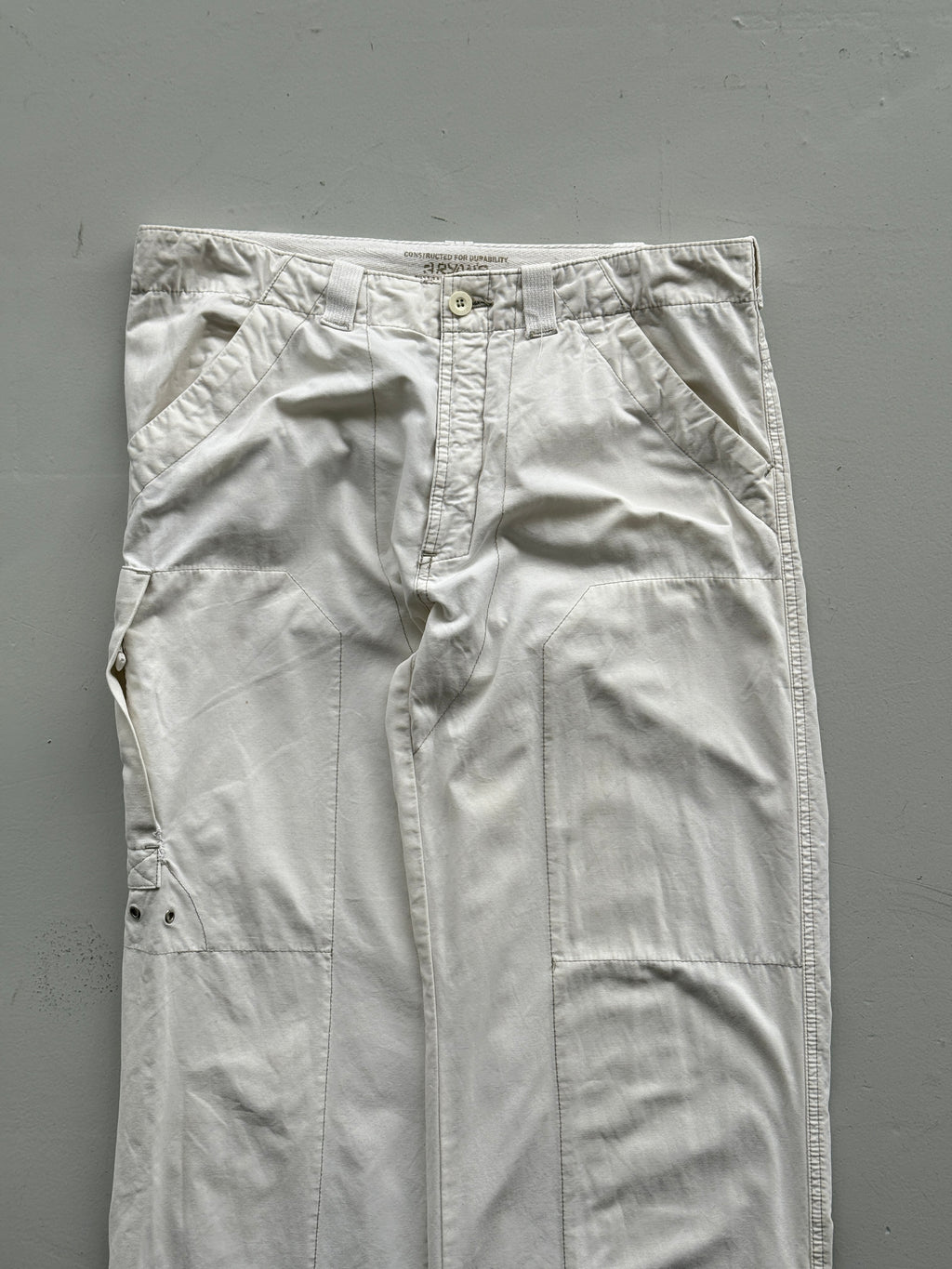 White 00's Vintage Y2K Wide Leg Cargo Trousers - W34 x L34