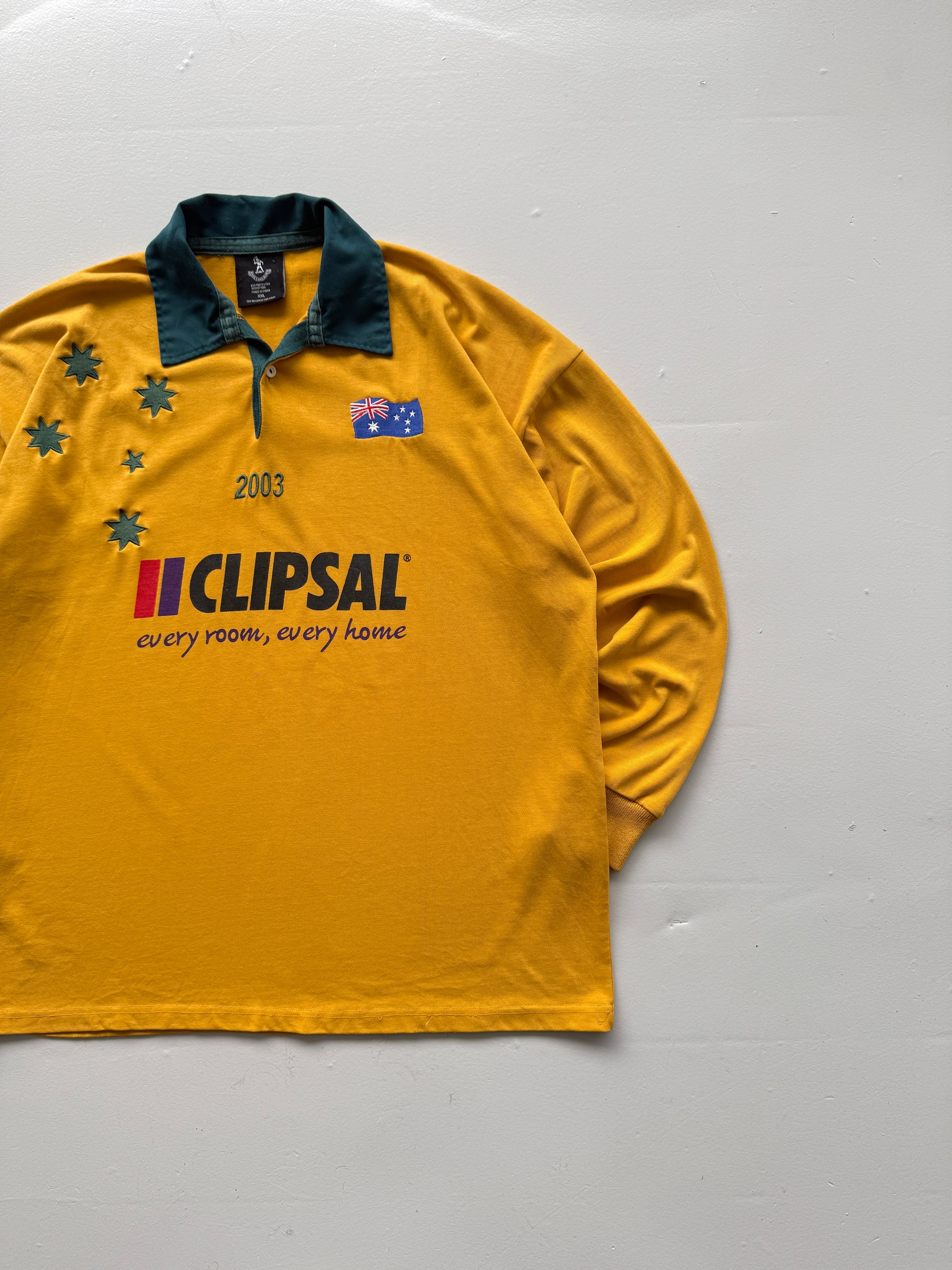 Yellow AFL Australia 90's Vintage Aussie Rules Football Long Sleeve Jersey - XL