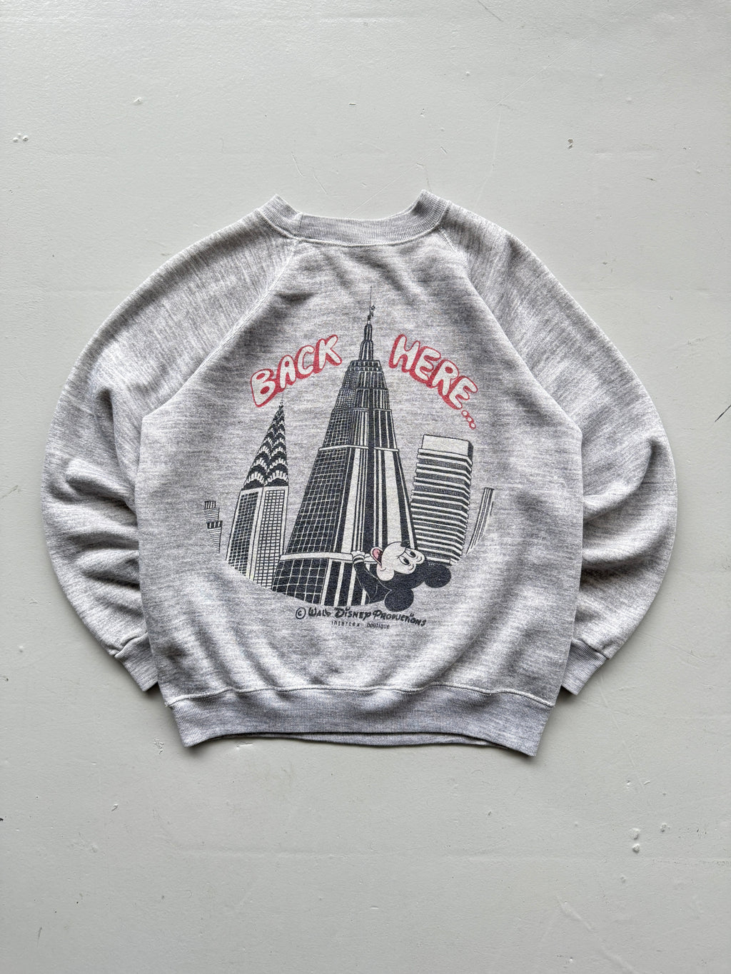 Grey Minnie Mouse 70's Vintage Disney Graphic Sweatshirt Jumper - Size 8