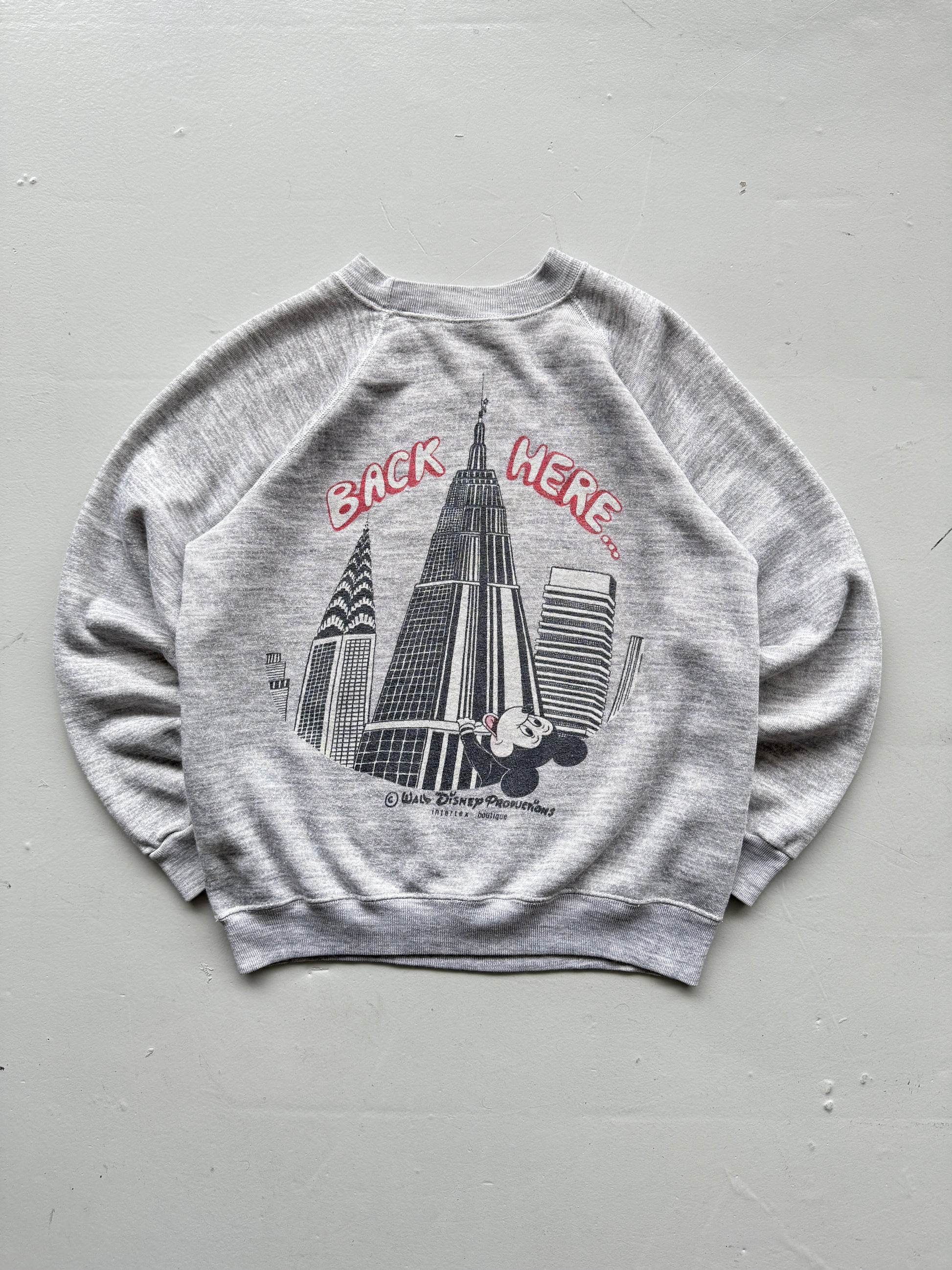 Grey Minnie Mouse 70's Vintage Disney Graphic Sweatshirt Jumper - Size 8
