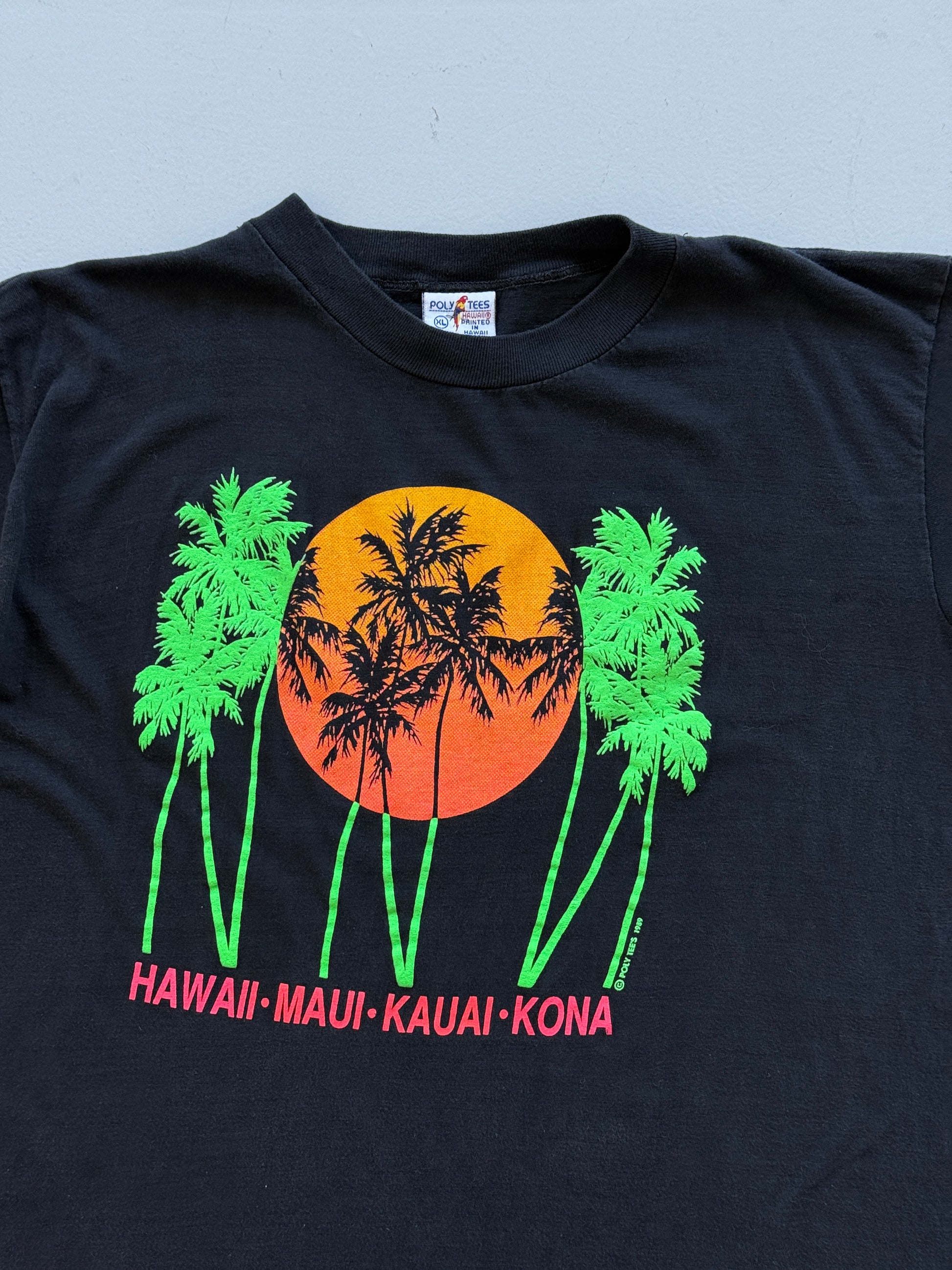 Black Hawaii 00's Vintage Tourist Graphic T-Shirt - Large