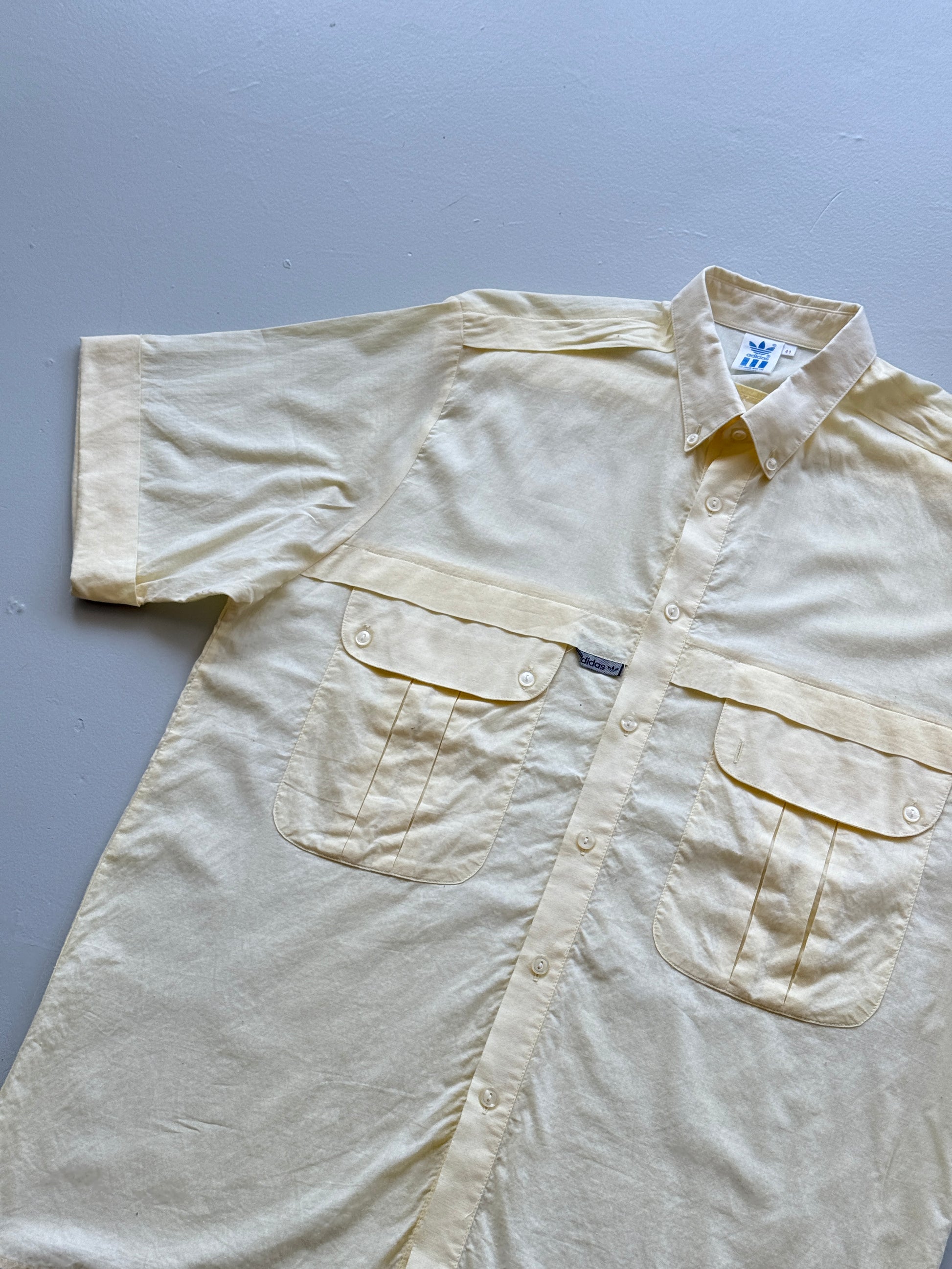 Adidas Trefoil Short Sleeve 80's Vintage Button-Up Shirt - Large