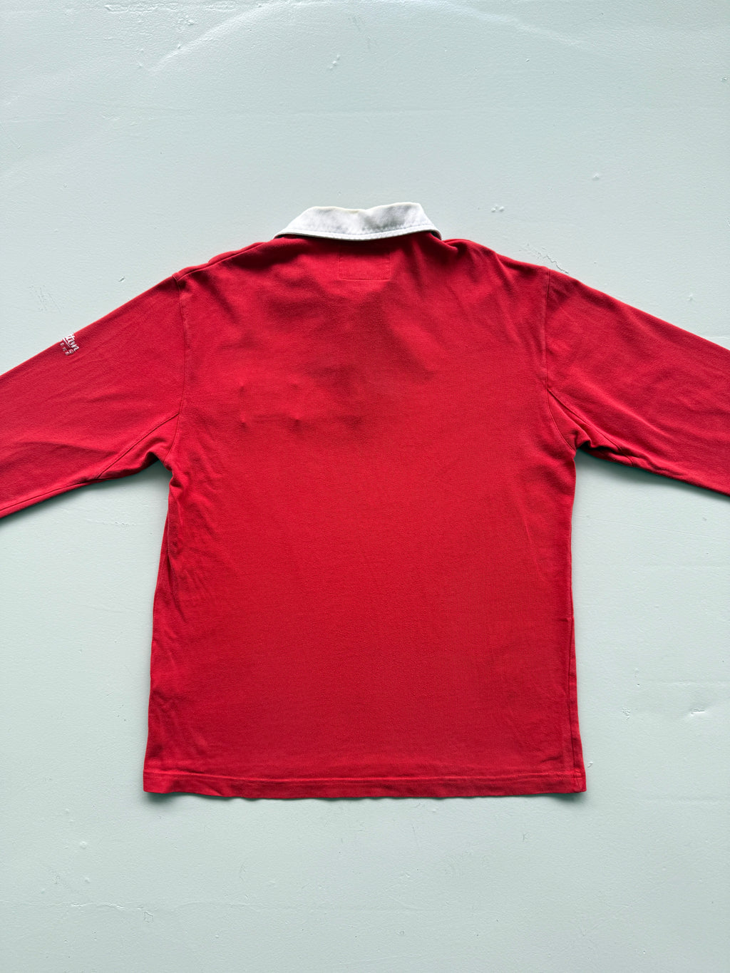 Red Wales Rugby 90's Vintage Cotton Traders Long Sleeve Polo Jersey - Medium