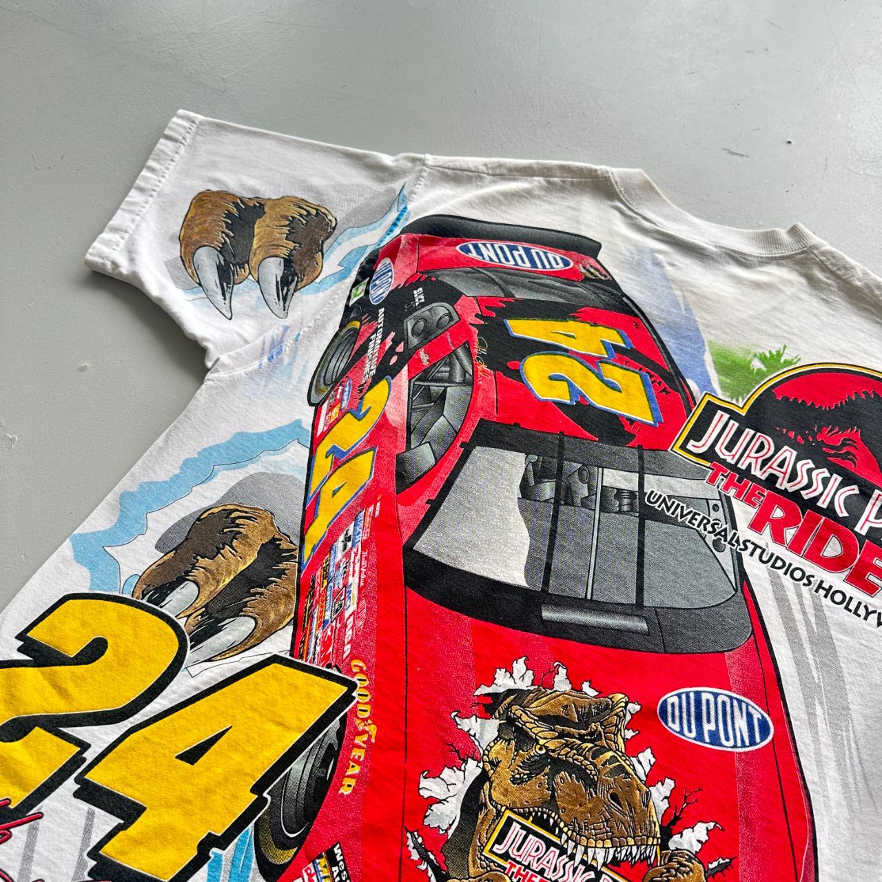 White Jeff Gordon 1997 Jurassic Park Nascar Vintage 90's T-shirt - Medium
