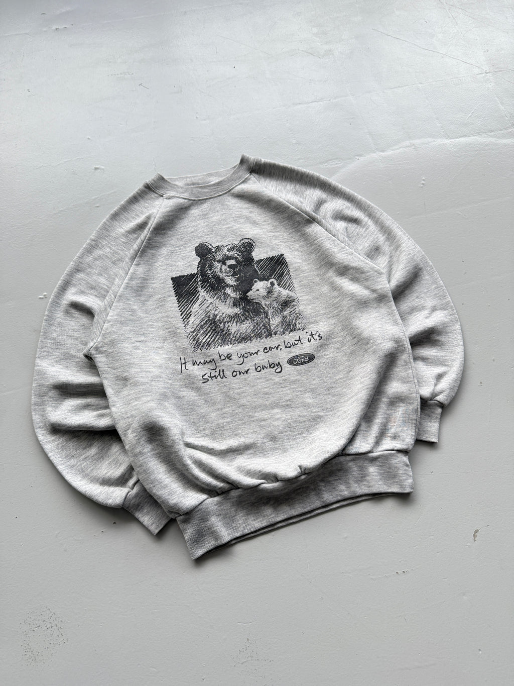 Grey Ford 90's Vintage Graphic Slogan Sweatshirt Jumper - Small