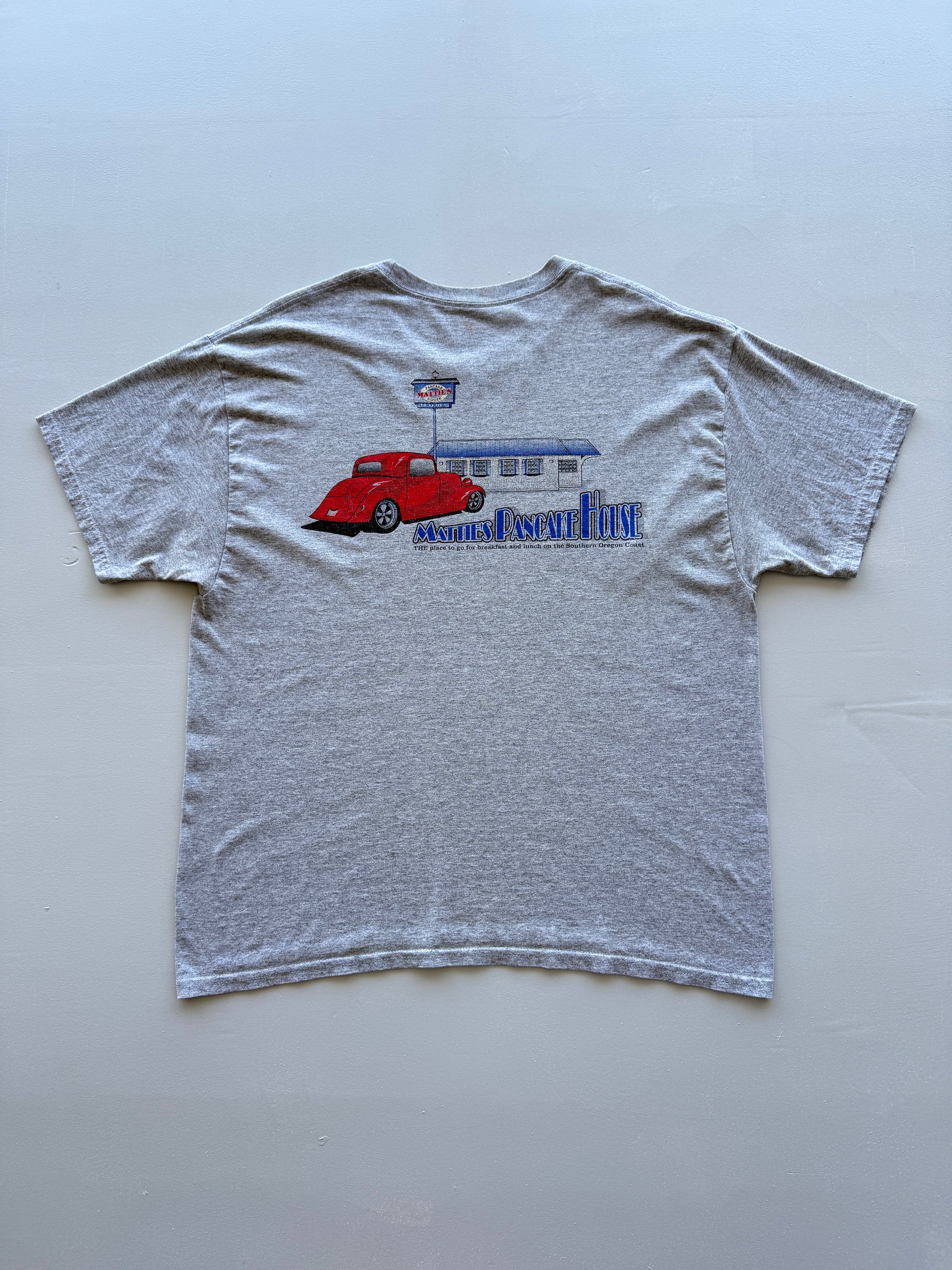 Grey Mattie's Pancake House Hot Rod 90's Vintage Graphic T-Shirt - XL