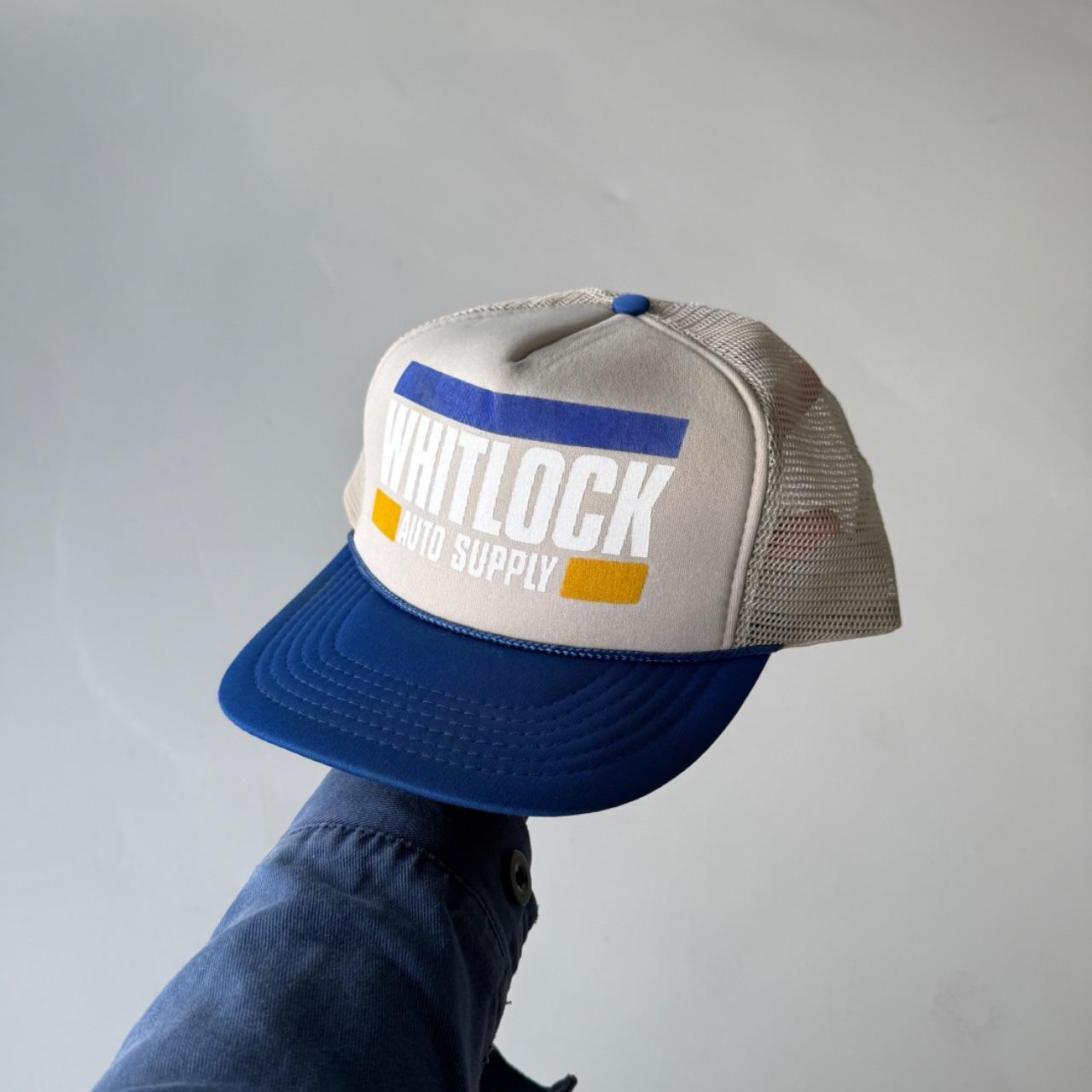 Grey and Blue Whitlock Auto Supply Vintage Foam and Mesh SnapBack Trucker Cap