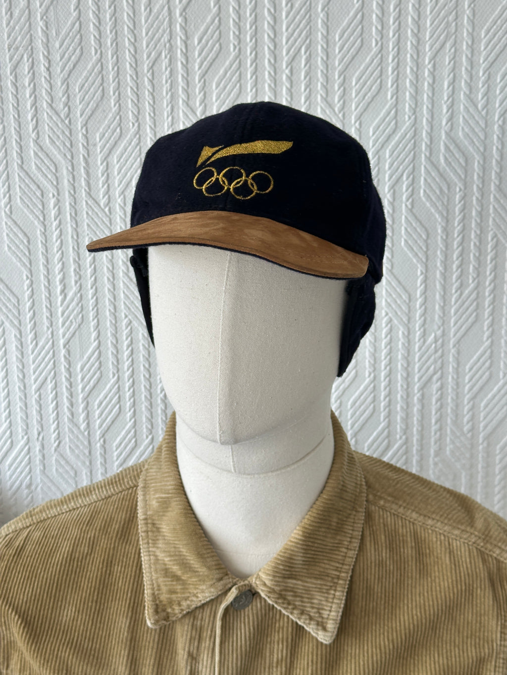 Navy Olympic Rings 90's Vintage Wool Ear Flap Cap