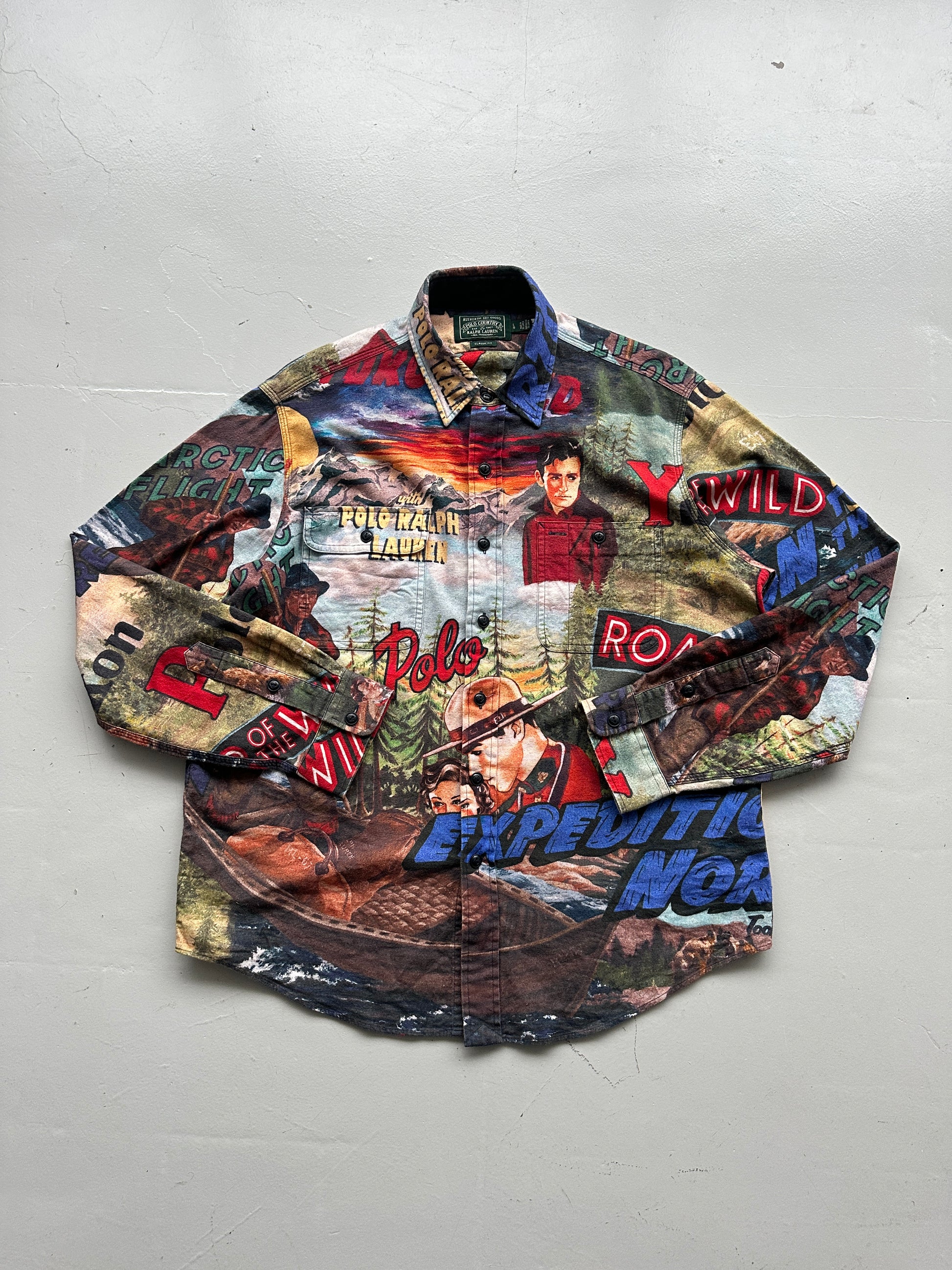 Ralph Lauren Polo Country Expedition All Over Print Graphic Shirt - Large