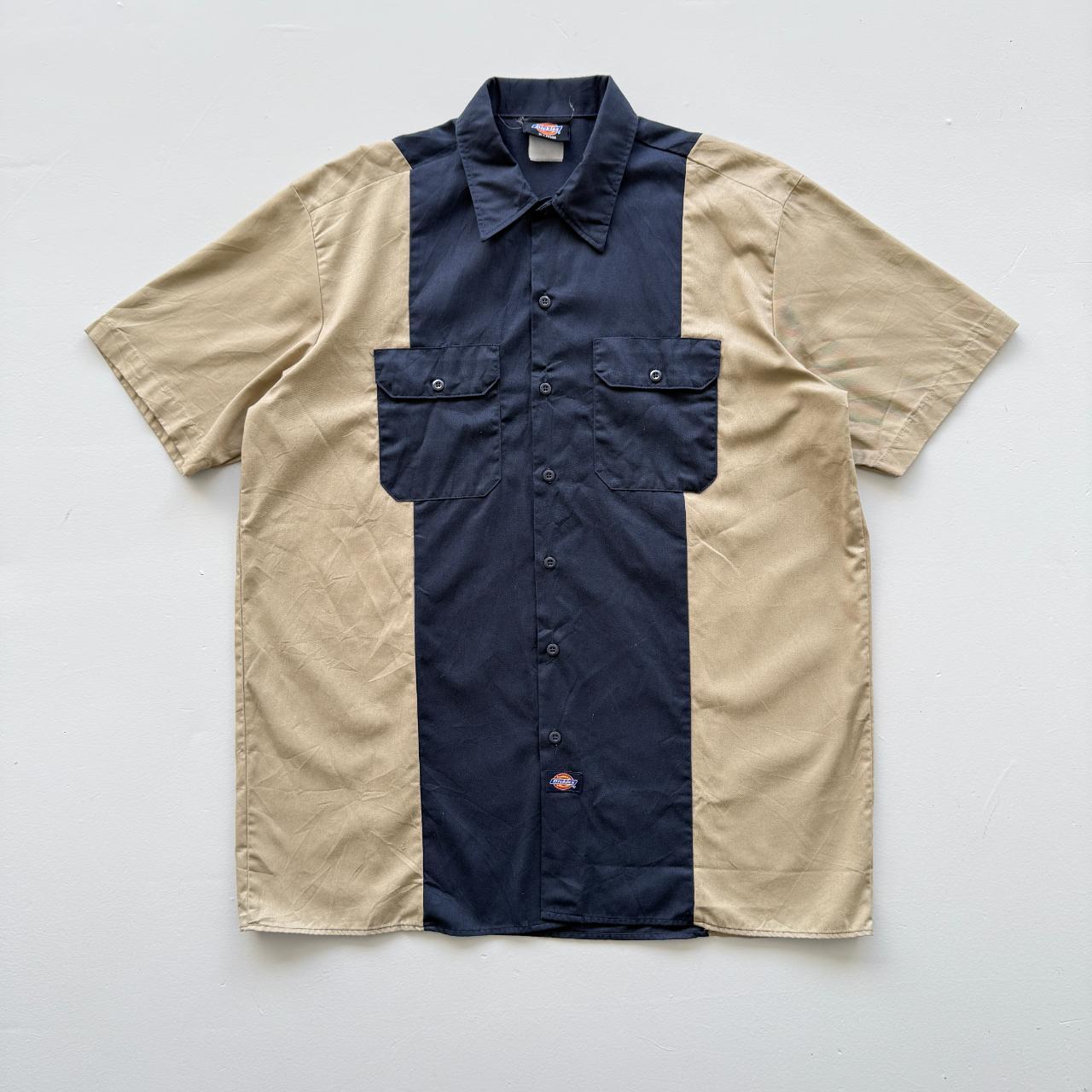 Navy Blue / Cream Dickies Workwear 90s Vintage Shirt - XL