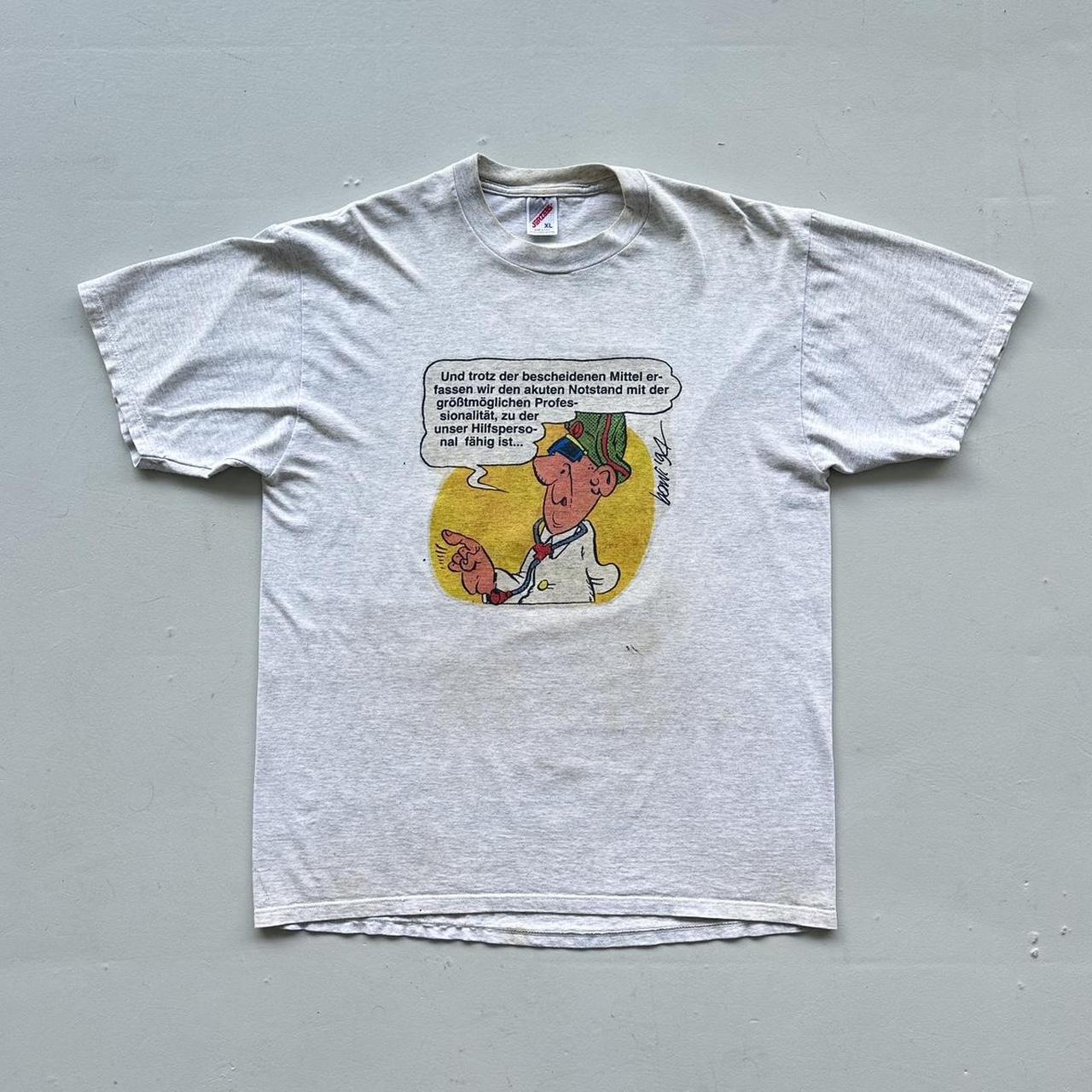 Grey Novelty Cartoon German Airforce Vintage T-shirt - XL