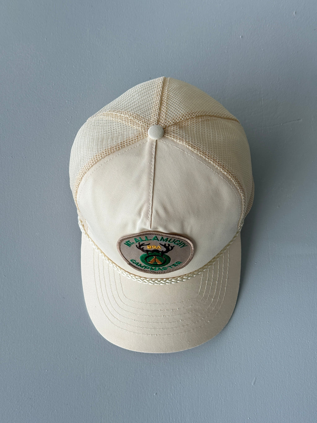 Cream Mt. Allamuchy BSA Campmaster 90's Vintage SnapBack Trucker Cap