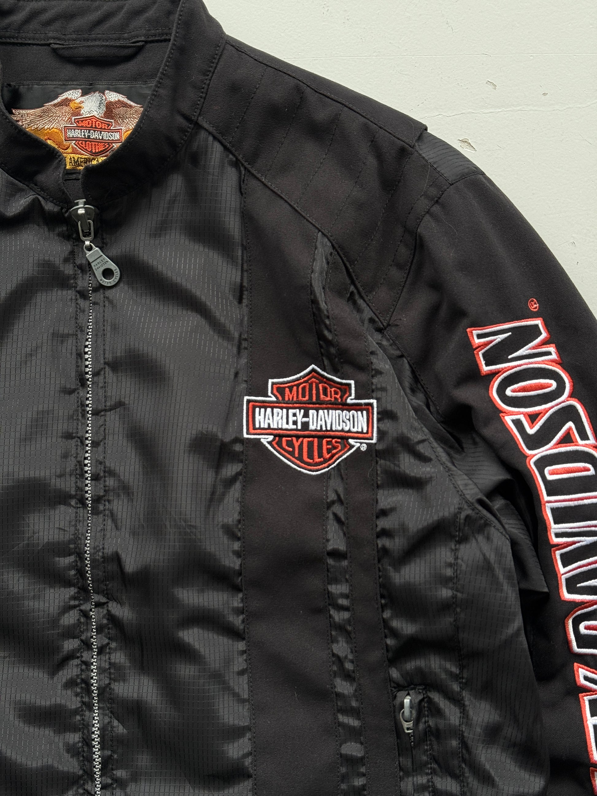 Black Harley Davidson 90's Vintage Biker Jacket - Small