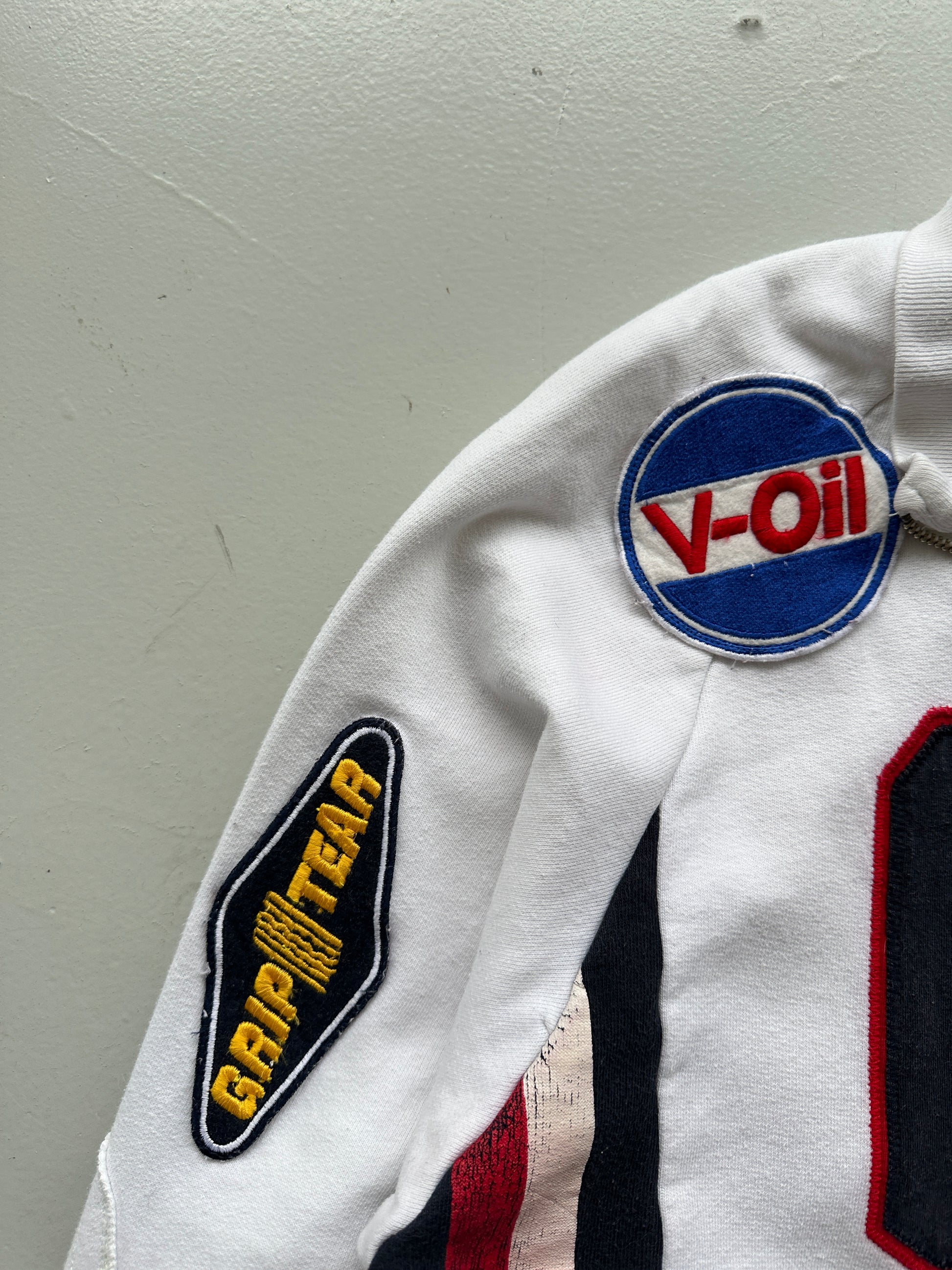 White 69 Motorsport Y2K Zip-Up Sweatshirt- Large