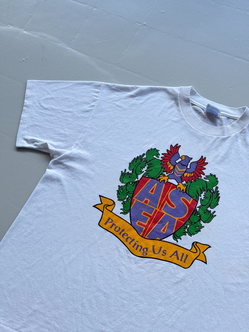 Hanes ASEA 'Protecting Us All' Crest Graphic Vintage Single Stitch T-Shirt - XL
