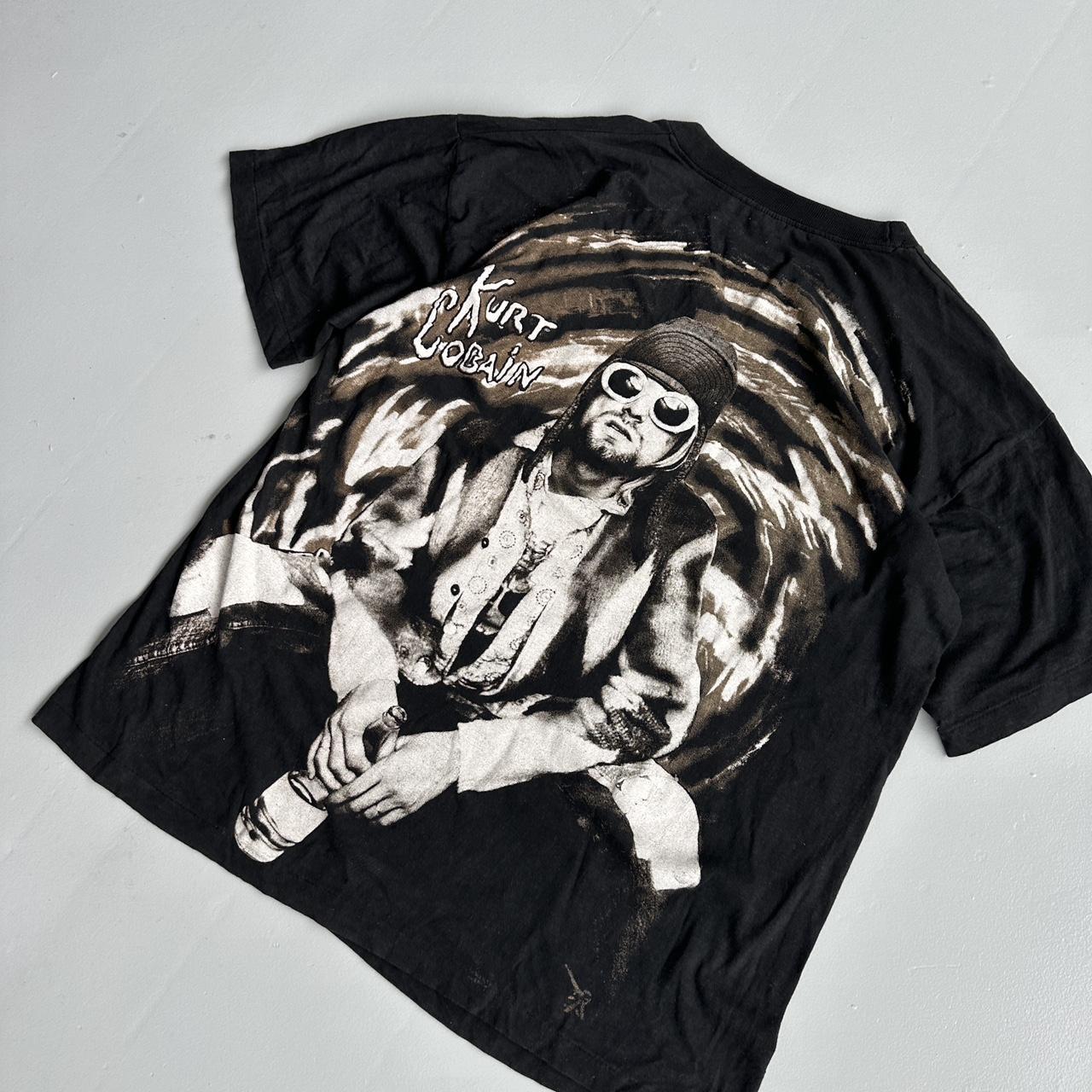 Black Nirvana Kurt Cobain Homage Rare Vintage 90's Band T-shirt - Large