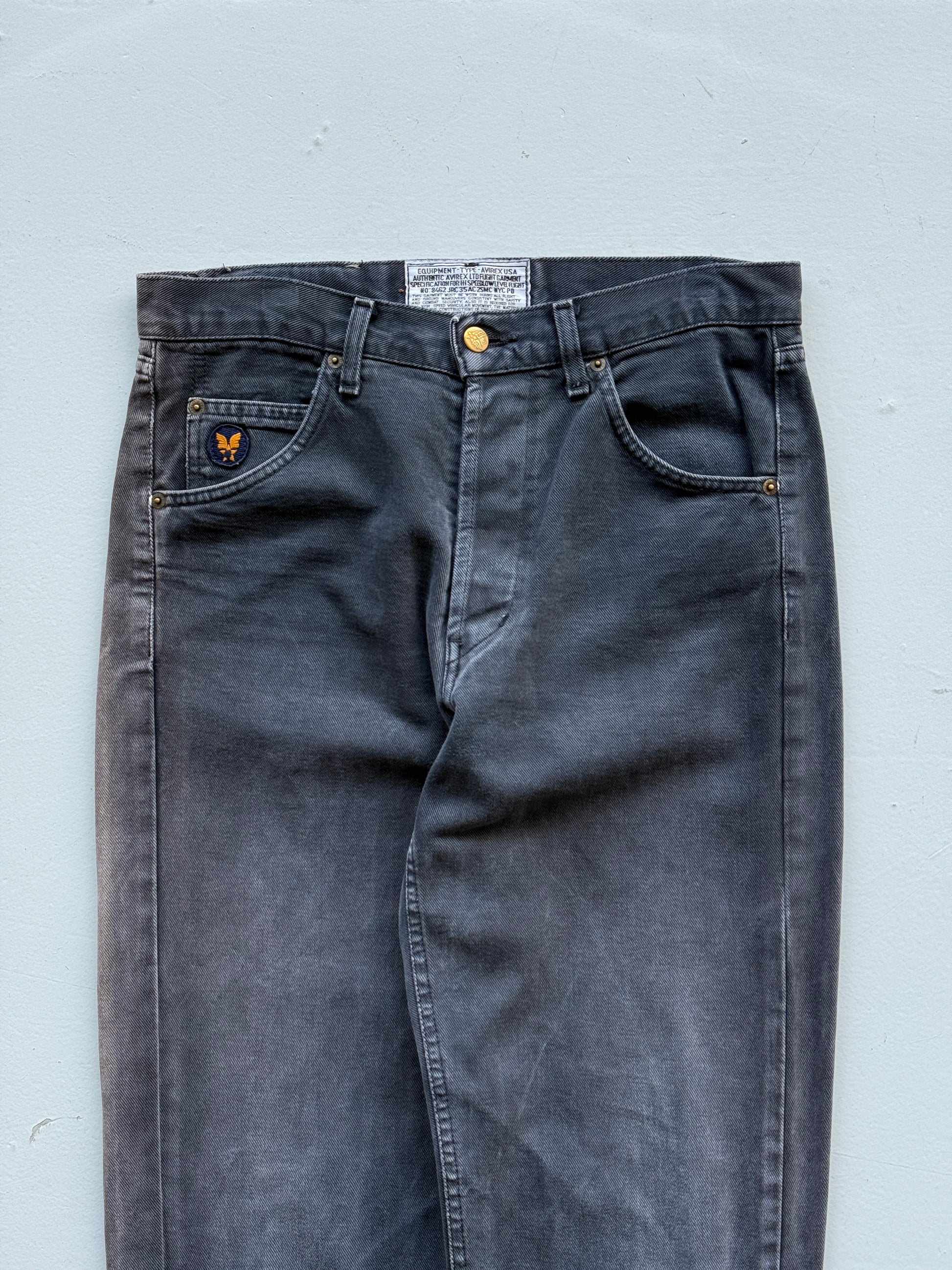Grey Denim Avirex 90's Straight Leg Vintage Jeans - 32” x 32”