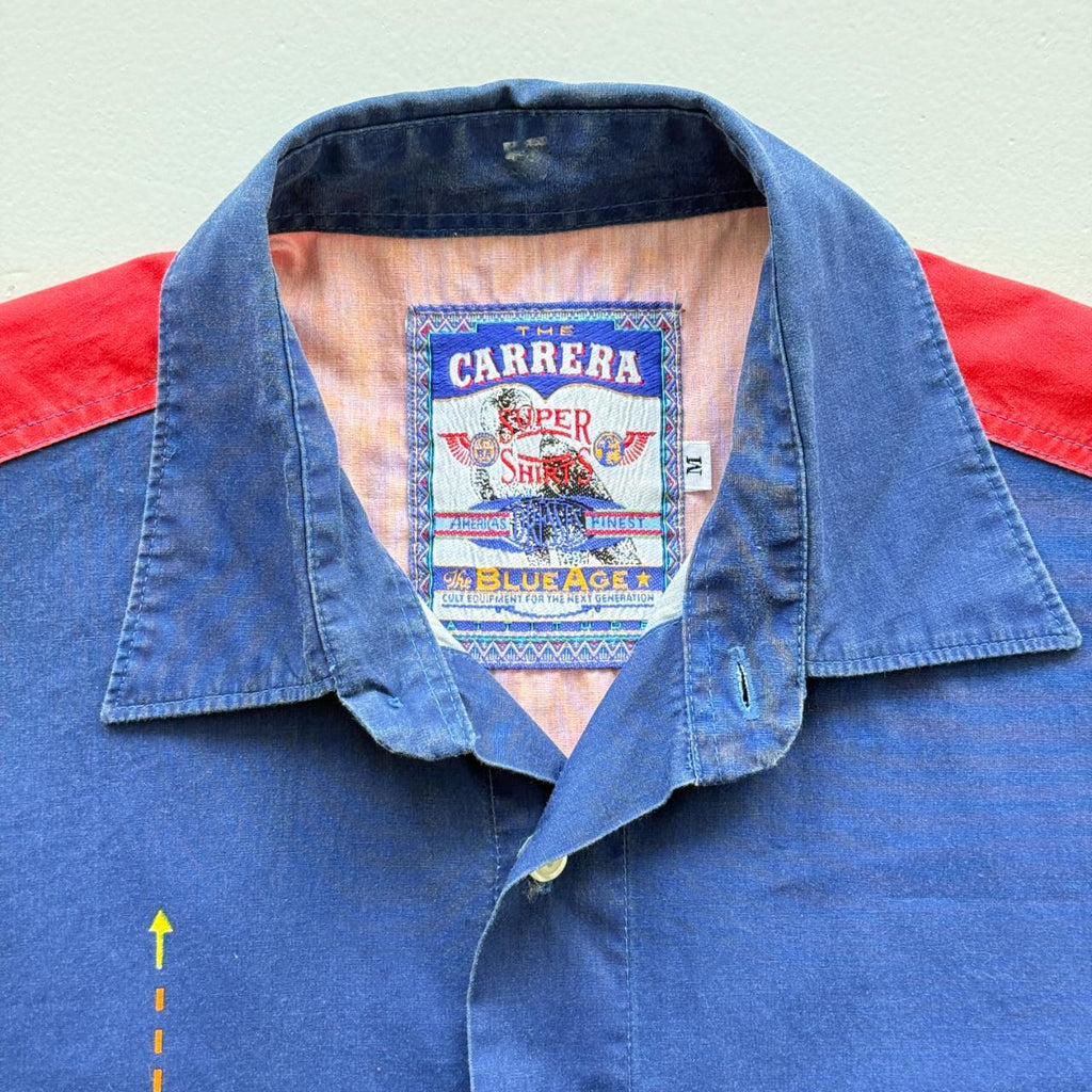 Navy Blue Carrera Vintage 90's Summer Lightweight Shirt - Medium
