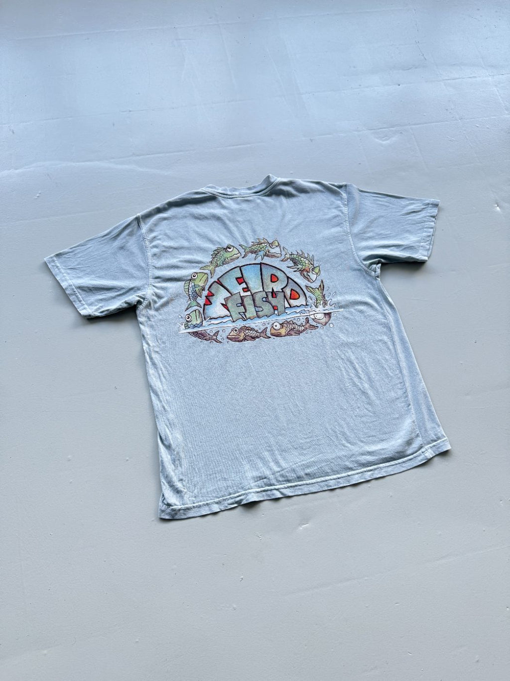 Weird Fish Faded Graphic Vintage T-Shirt - XL