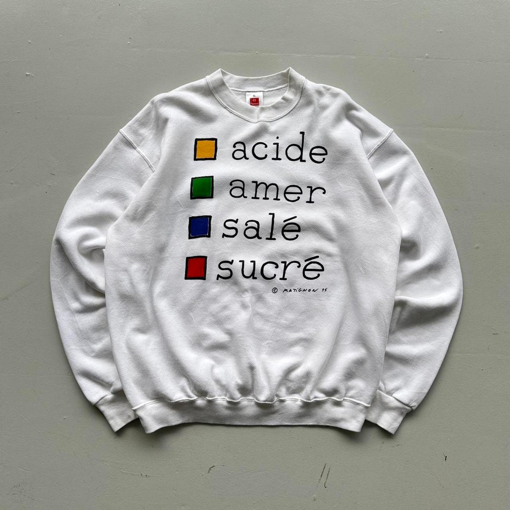 White French Sour Bitter Salty Sweet Cooking 90’s Vintage Graphic Sweatshirt - XL