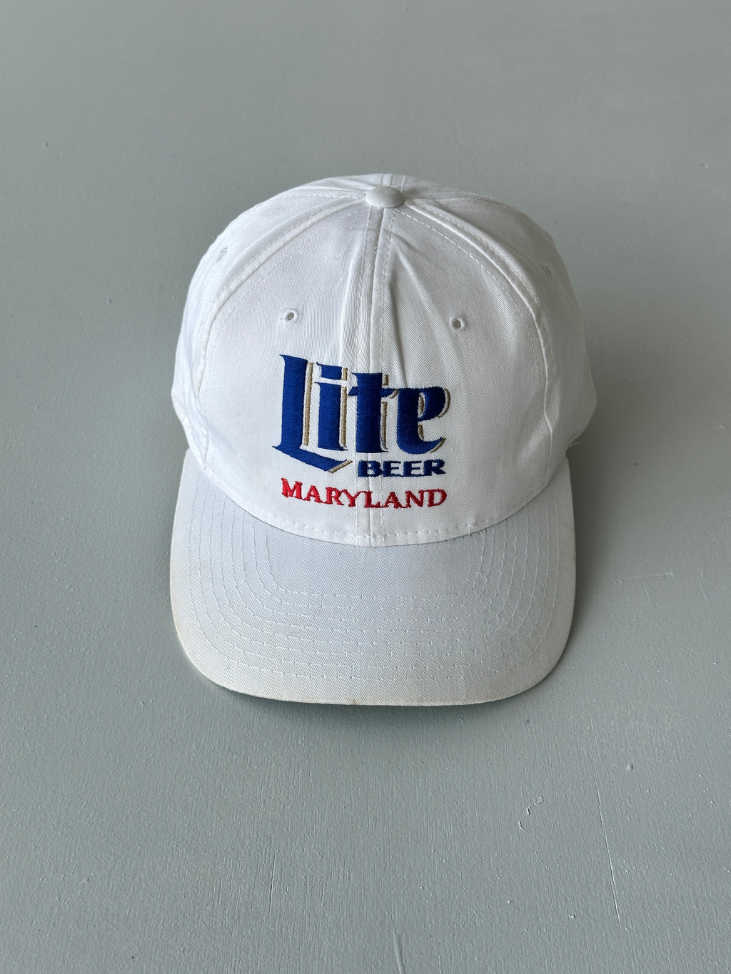 White Miller Lite Beer Maryland 90's Vintage SnapBack Trucker Cap