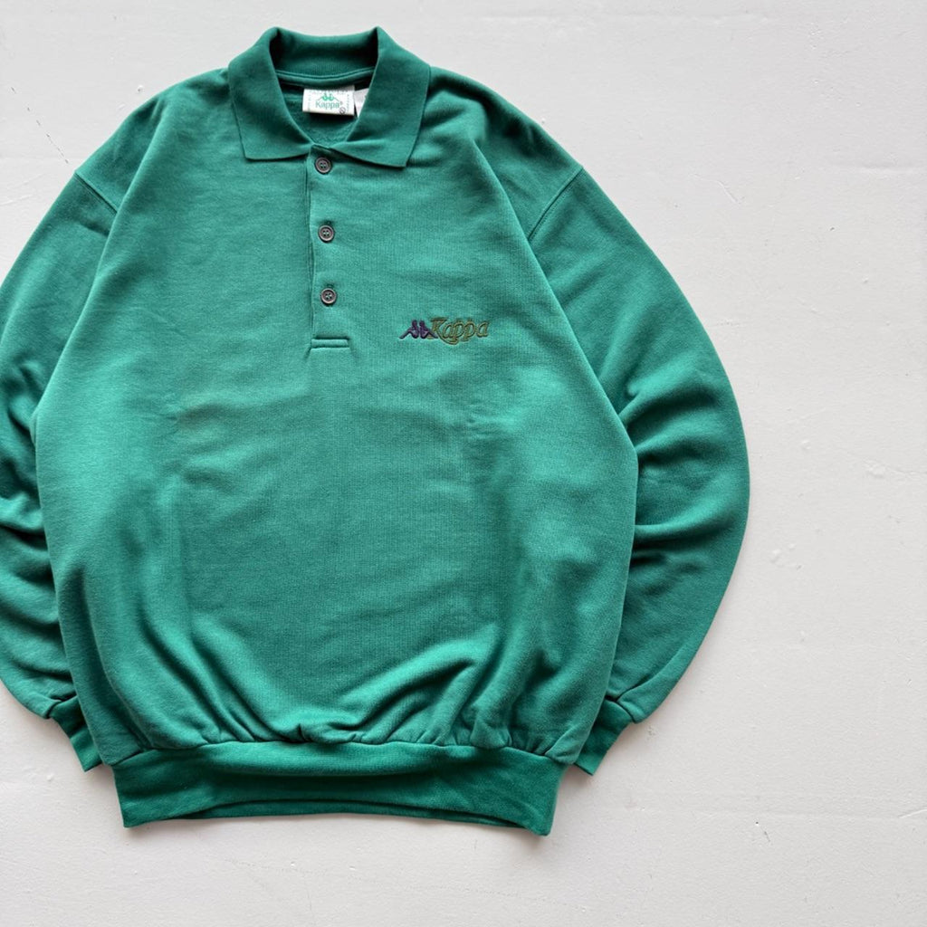 Green Kappa 90's Deadstock Polo Sweatshirt - XL