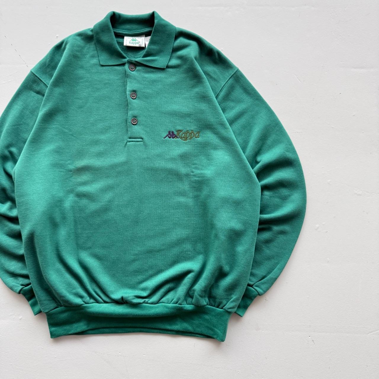 Green Kappa 90's Deadstock Polo Sweatshirt - XL