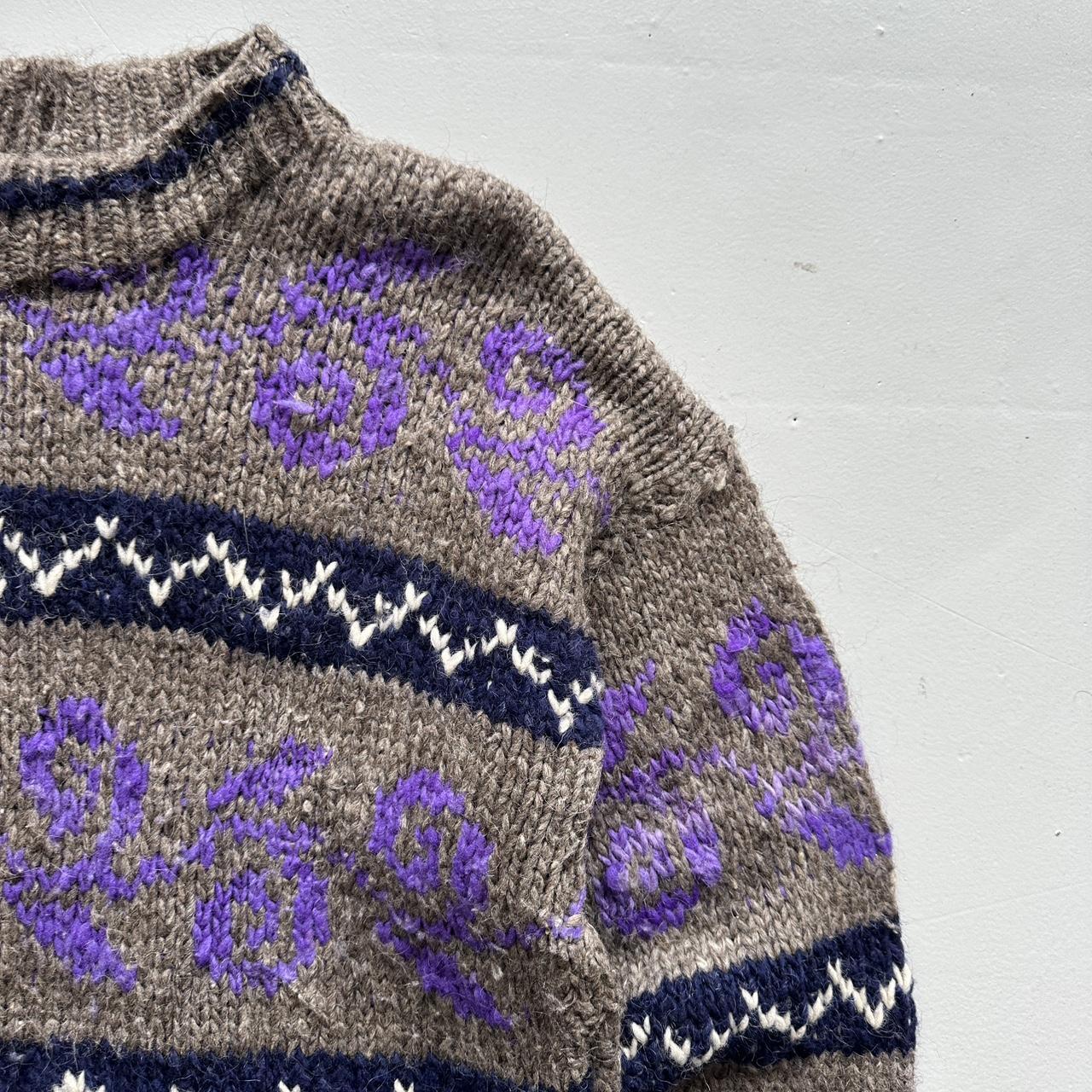 Grey Ecuadorian 80s Chunky Knit Jumper - Large