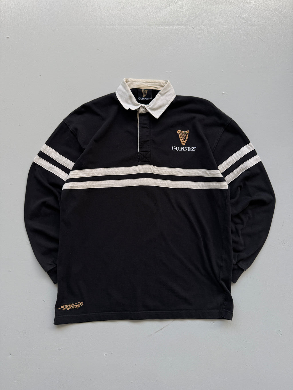 Guinness Harp Logo Vintage Rugby Polo Shirt - Large