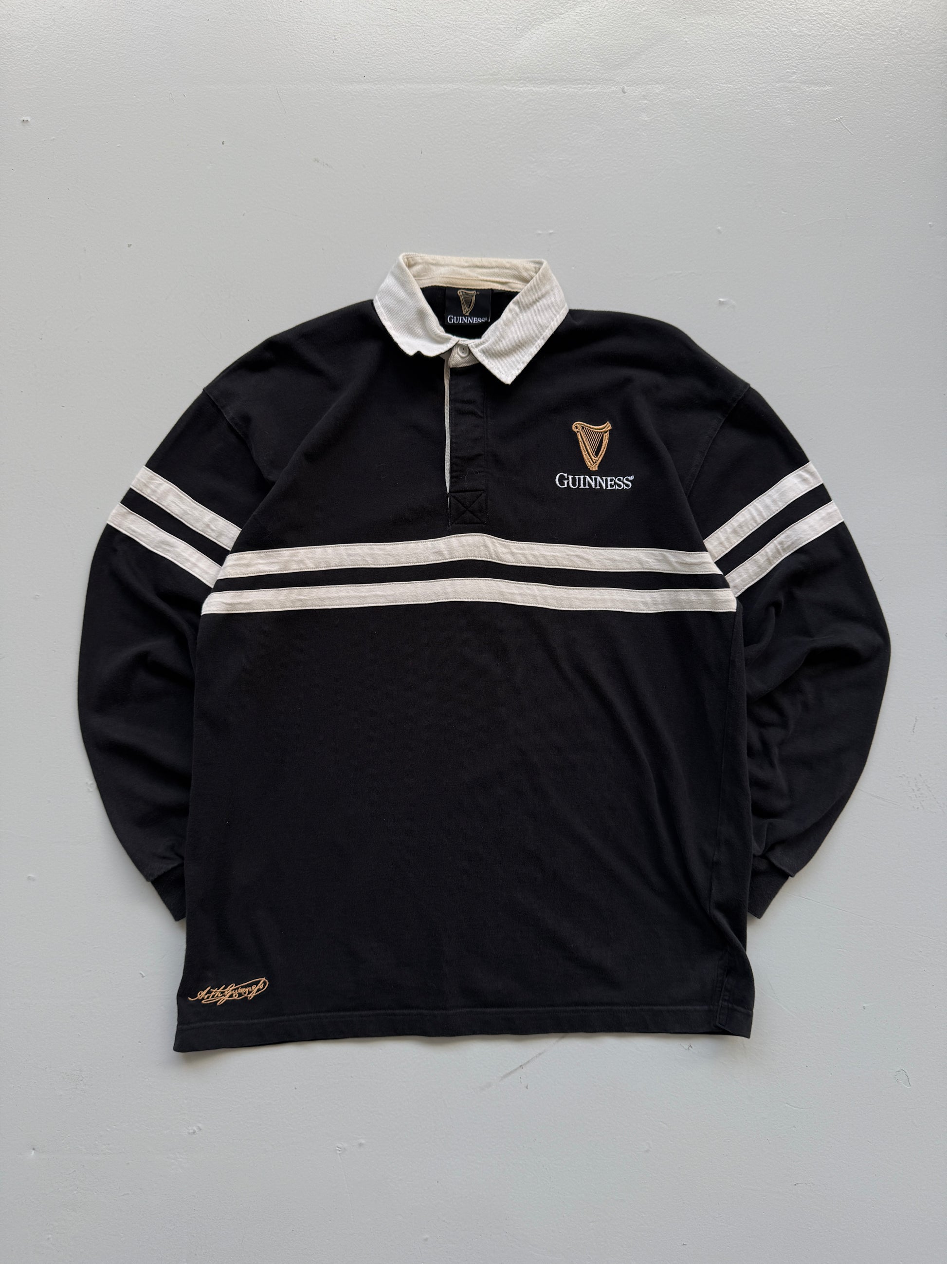 Guinness Harp Logo Vintage Rugby Polo Shirt - Large