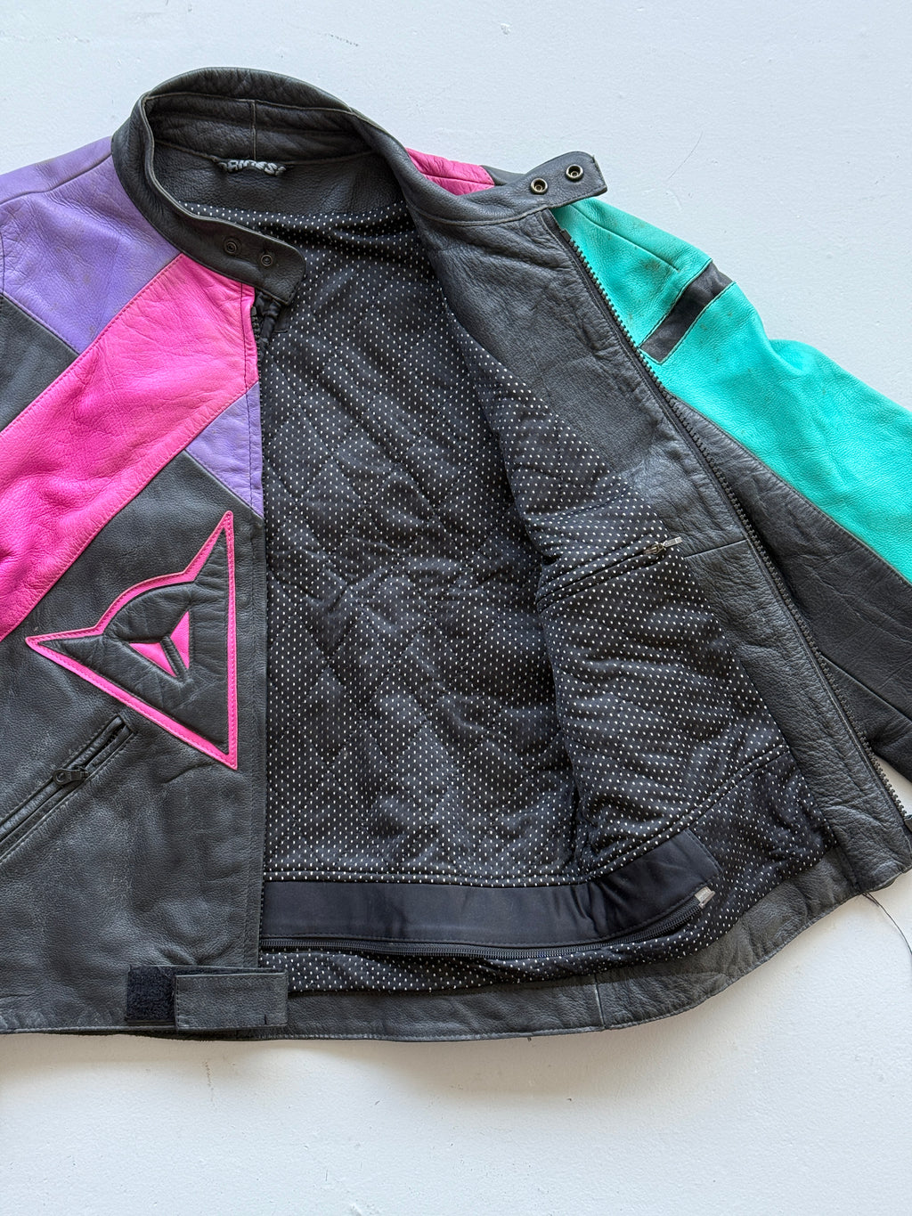 Dainese Black Leather Vintage 90's Biker Jacket - Small