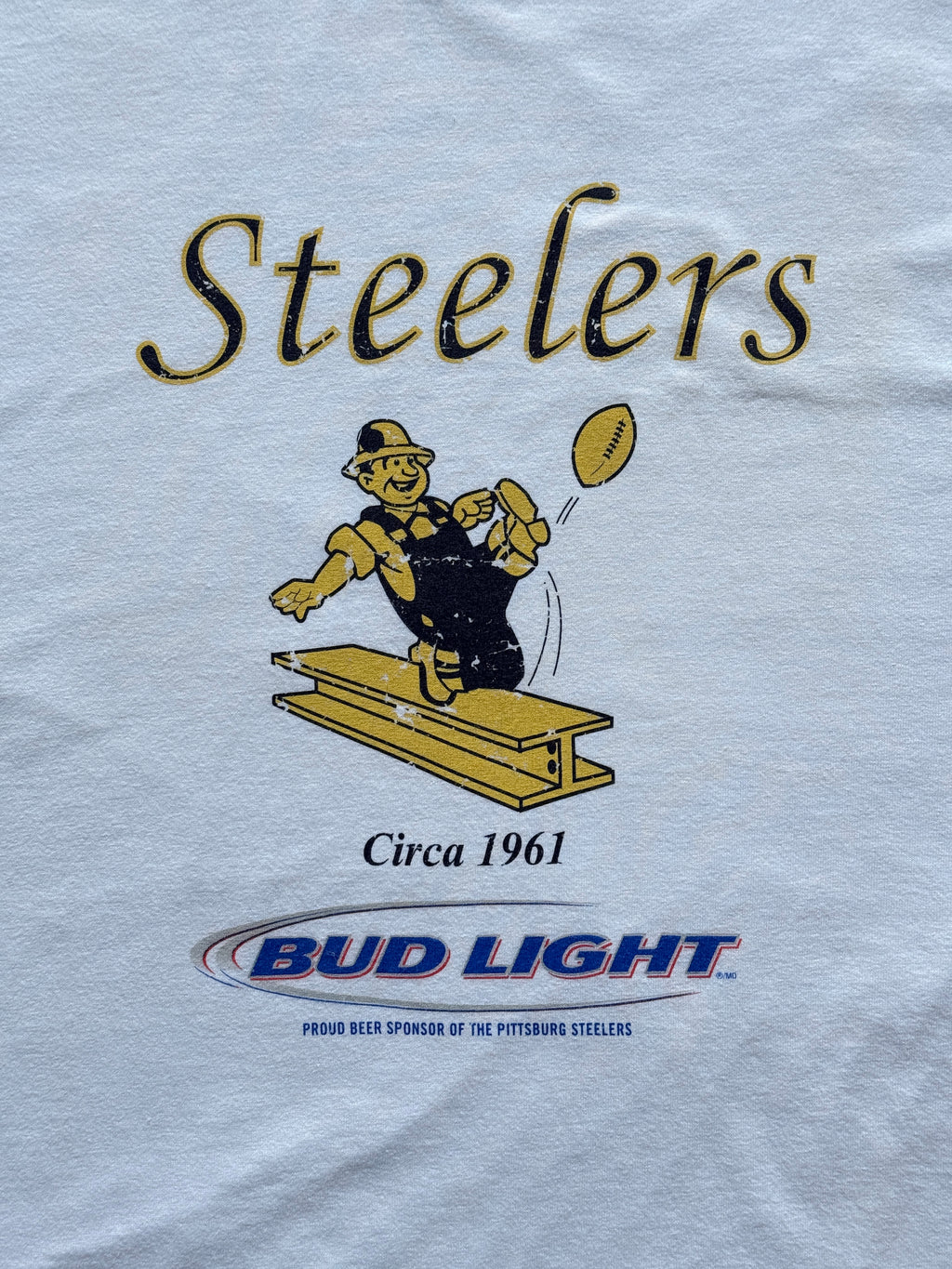 White Pittsburgh Steelers 90's Vintage NFL Graphic T-Shirt - XL