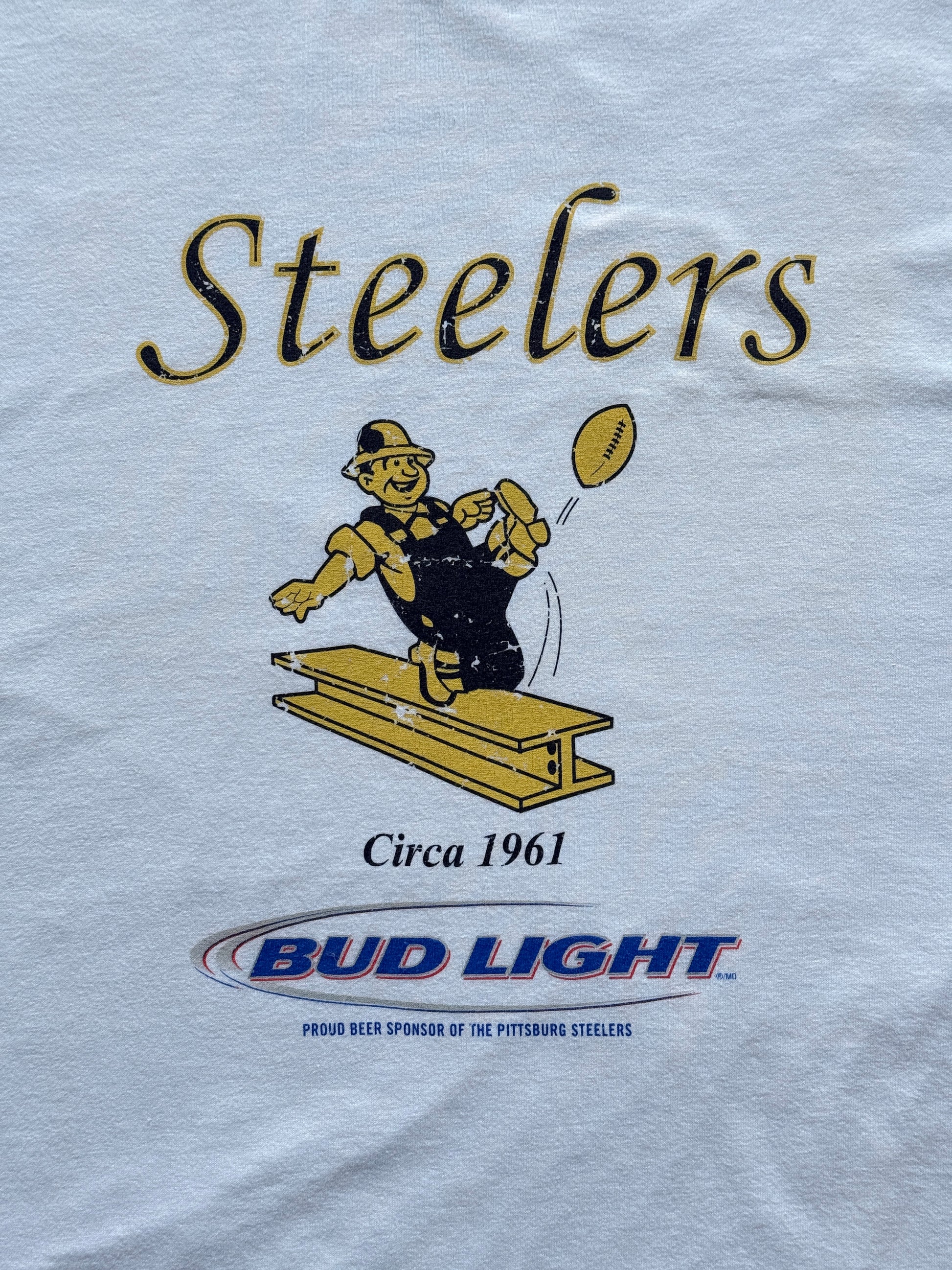 White Pittsburgh Steelers 90's Vintage NFL Graphic T-Shirt - XL