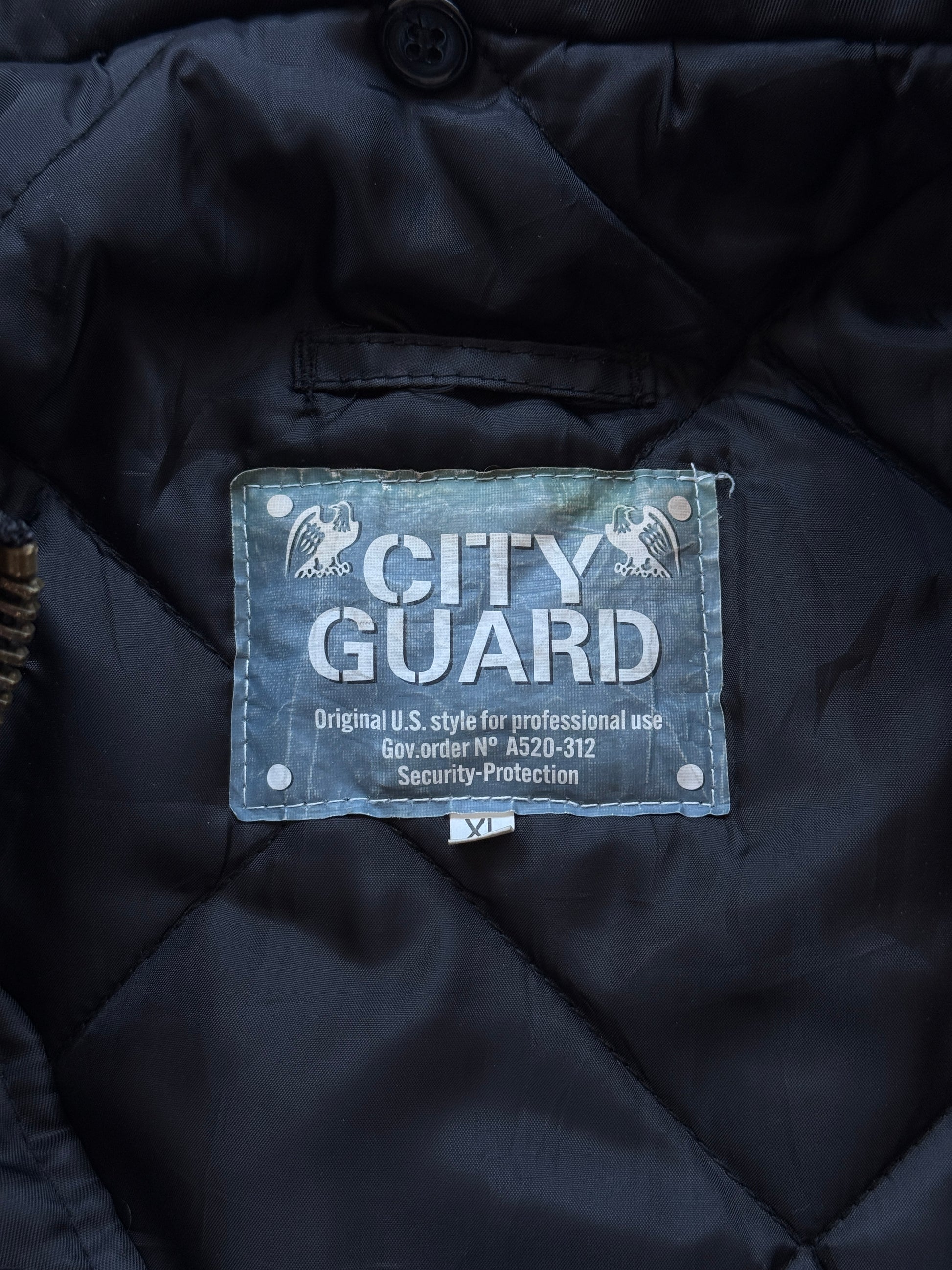 Black 90's Vintage Police Bomber Jacket - Large