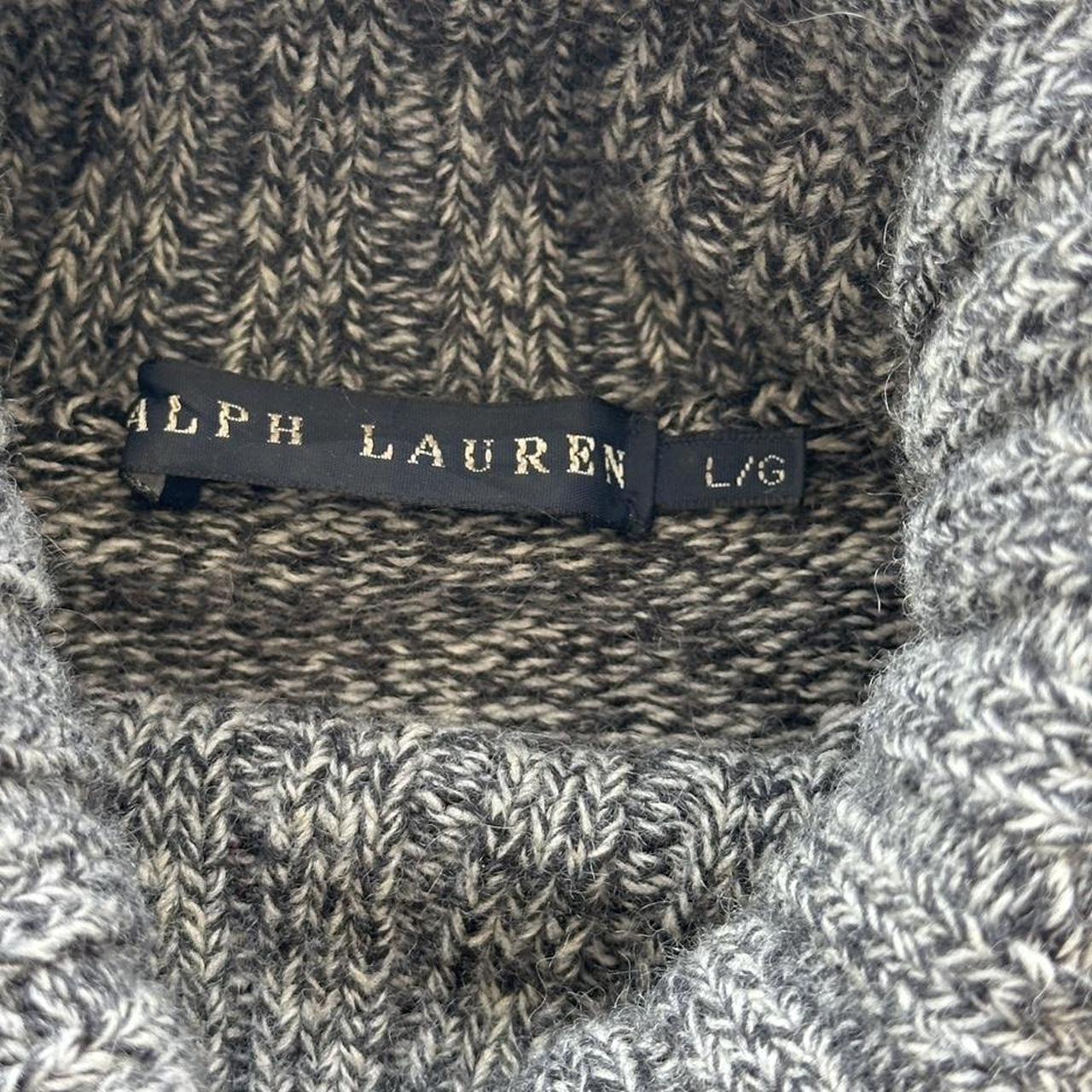 Grey Polo Ralph Lauren Vintage Flag Patch Turtleneck Knitted Sweatshirt - Womens Medium Size 10