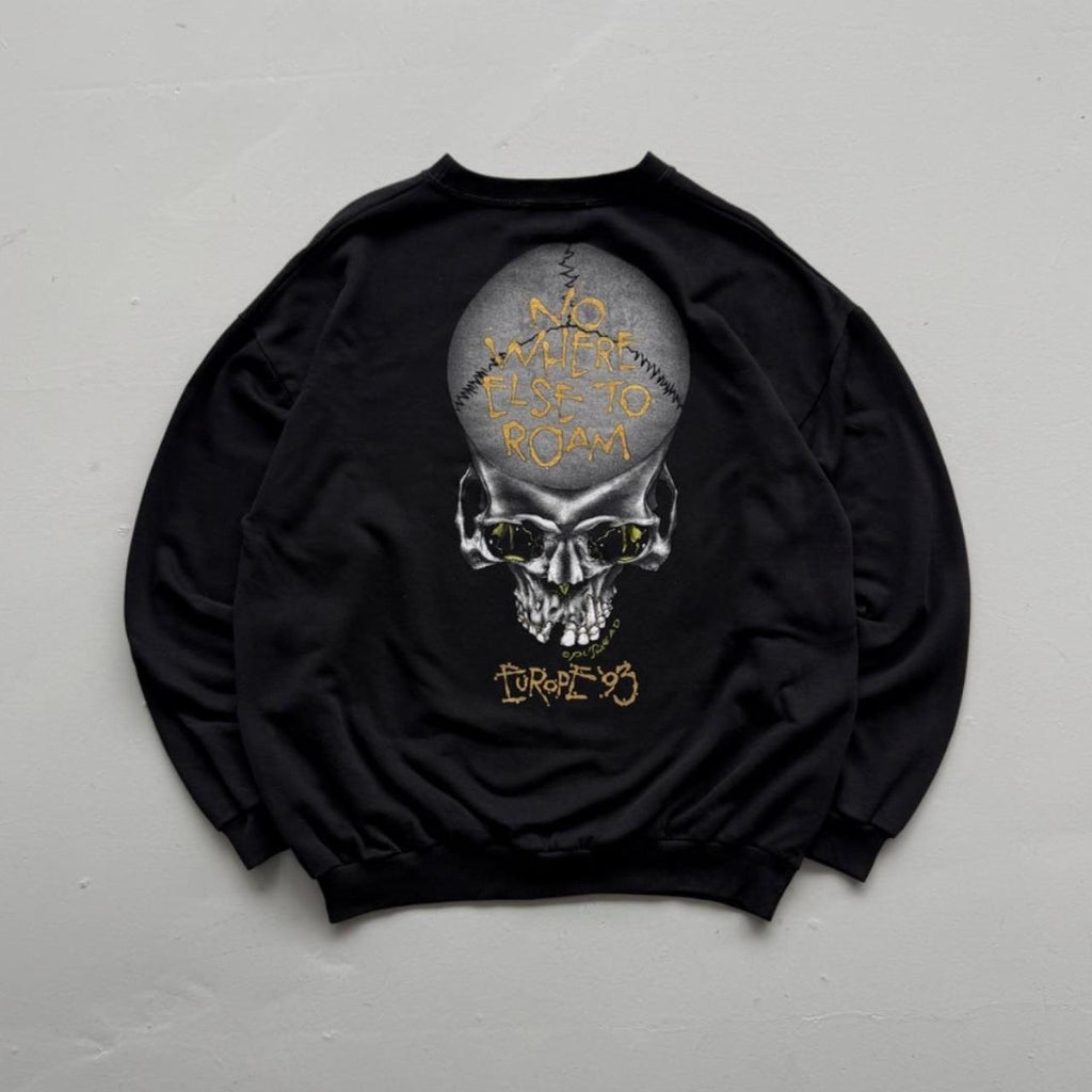 Black Metallica Pushead Europe 1993 Nowhere Else to Roam Tour Vintage Sweatershirt - XL