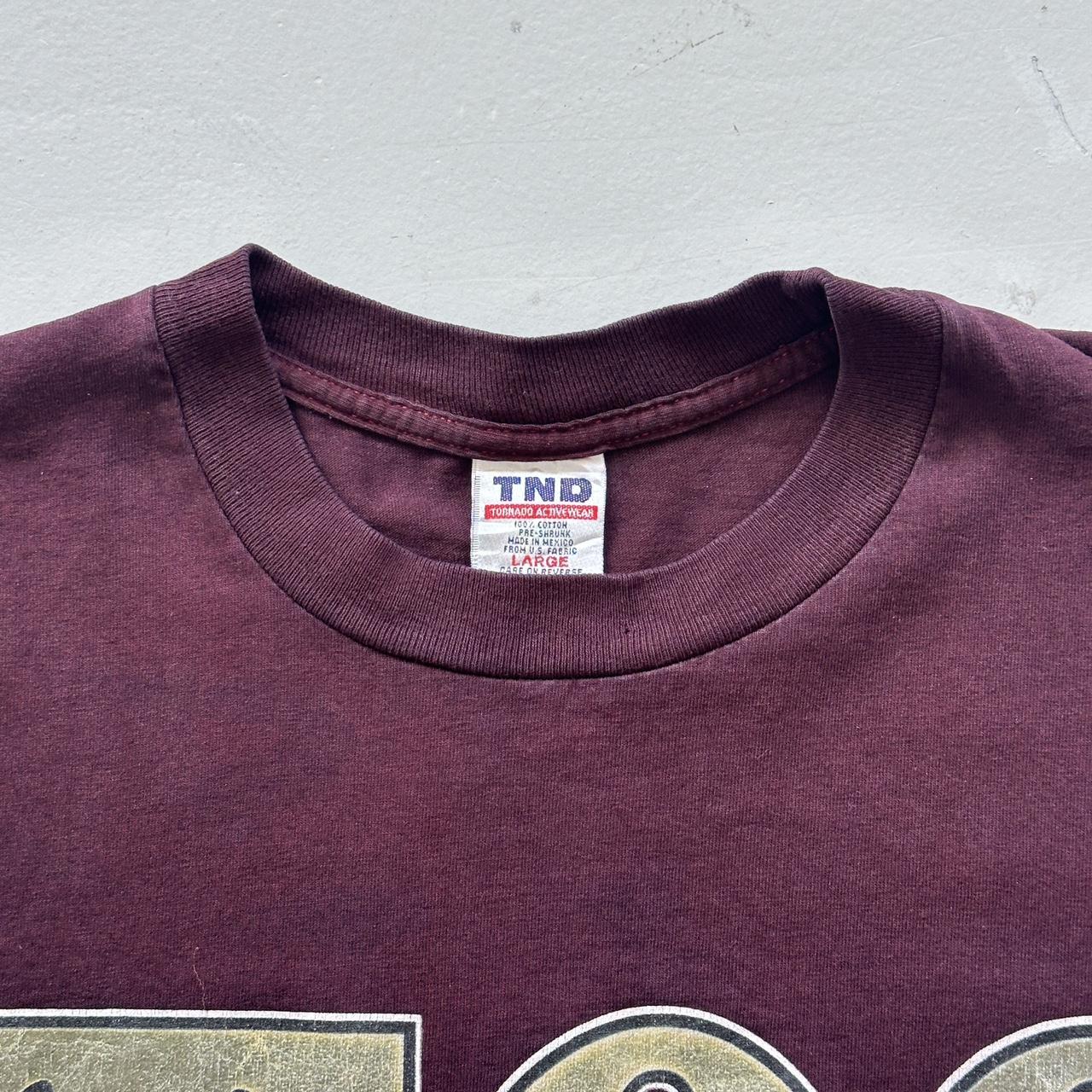 Burgundy Over-dyed Religious Slogan Vintage 90's T-shirt - Large