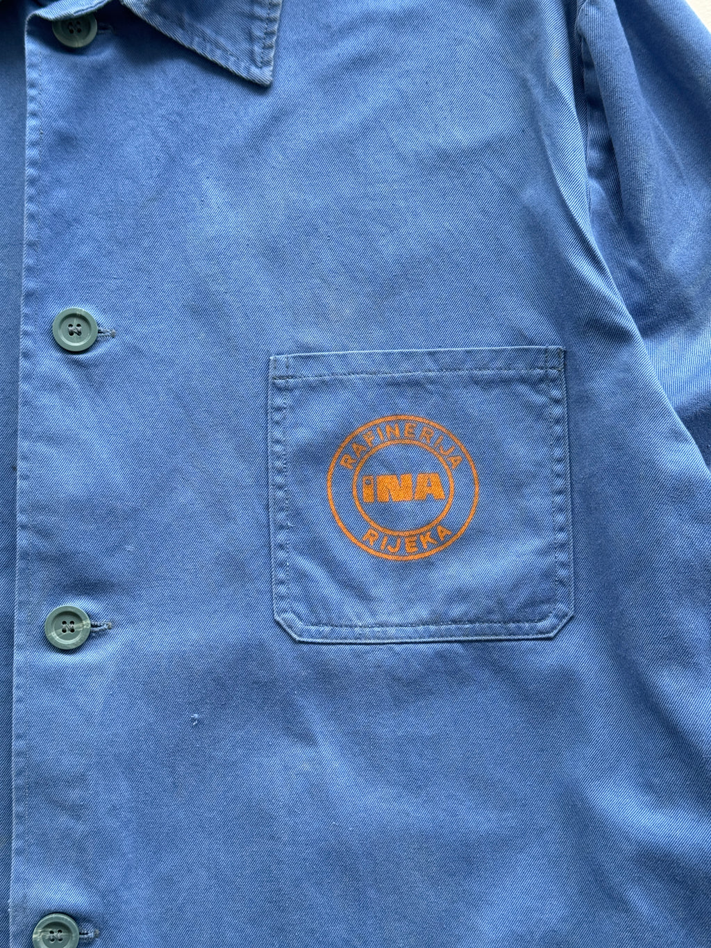 Blue French Chore Jacket 80's Vintage Workwear Jacket - XL