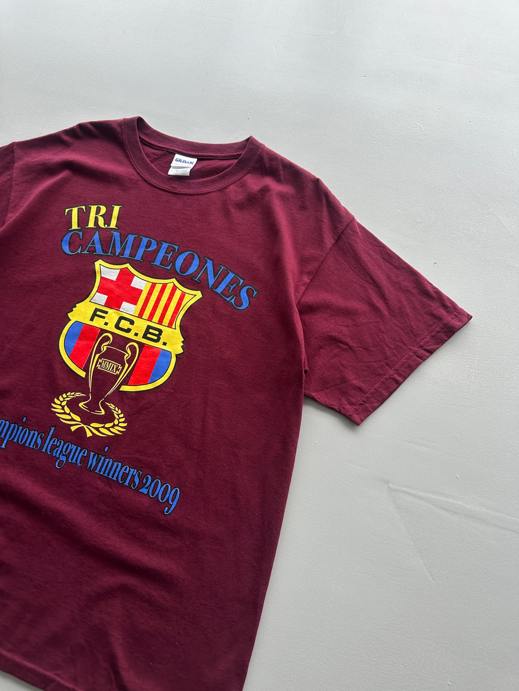 FC Barcelona Tri Campeones Champions League 2009 Vintage T-Shirt - Large