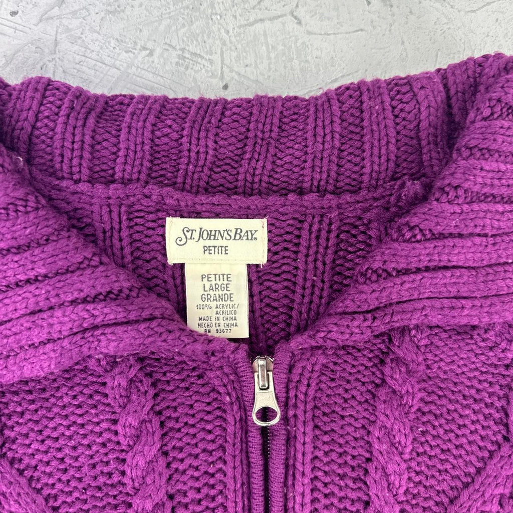 Vintage Knitted Y2K Purple Cardigan - Small Size 10