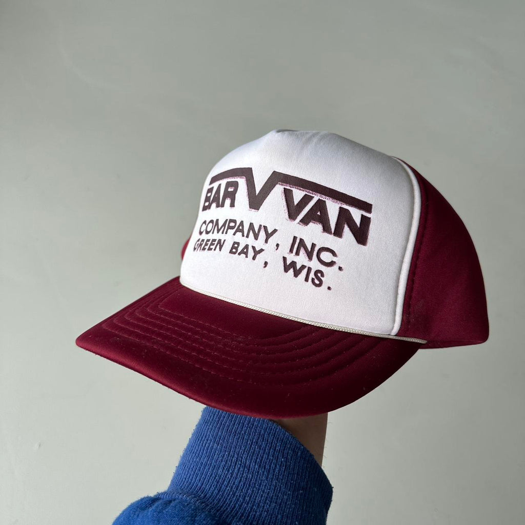 Burgundy Red Bar V Van Mesh and Foam Trucker SnapBack Cap