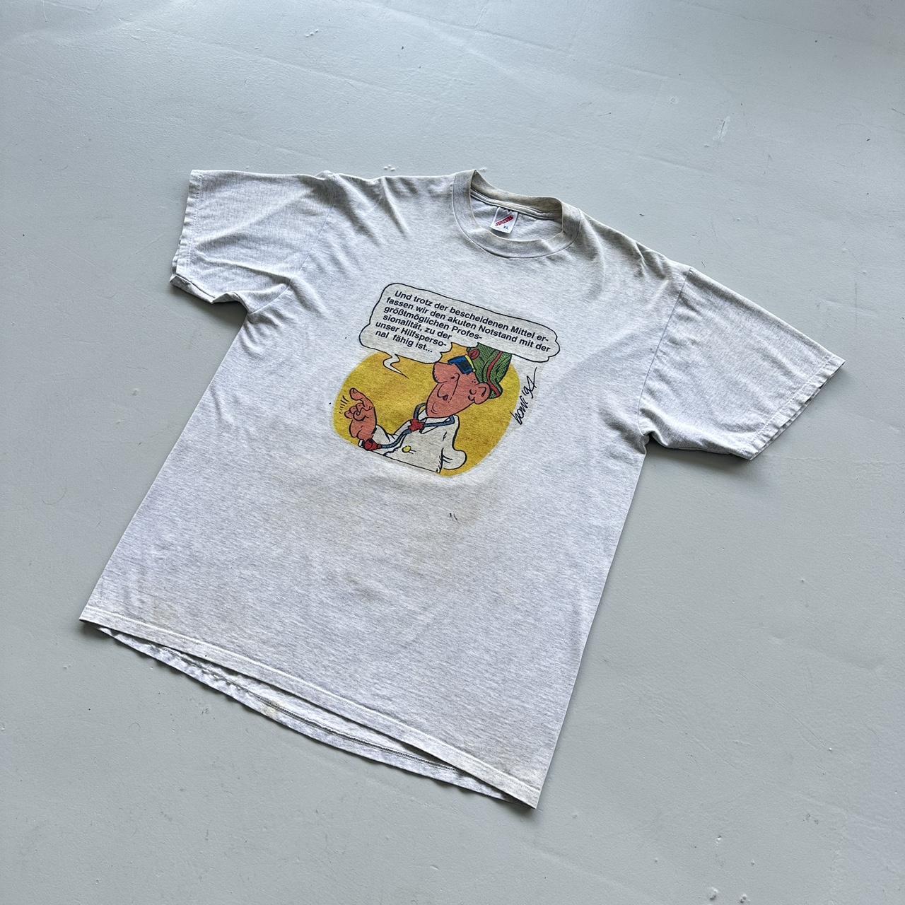 Grey Novelty Cartoon German Airforce Vintage T-shirt - XL