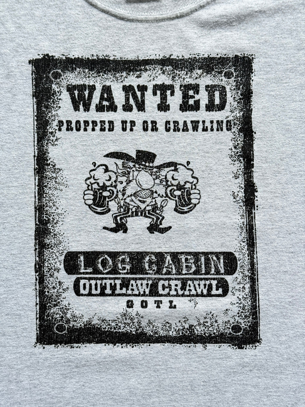 Grey Wanted Western 00's Vintage Graphic T-Shirt - XL