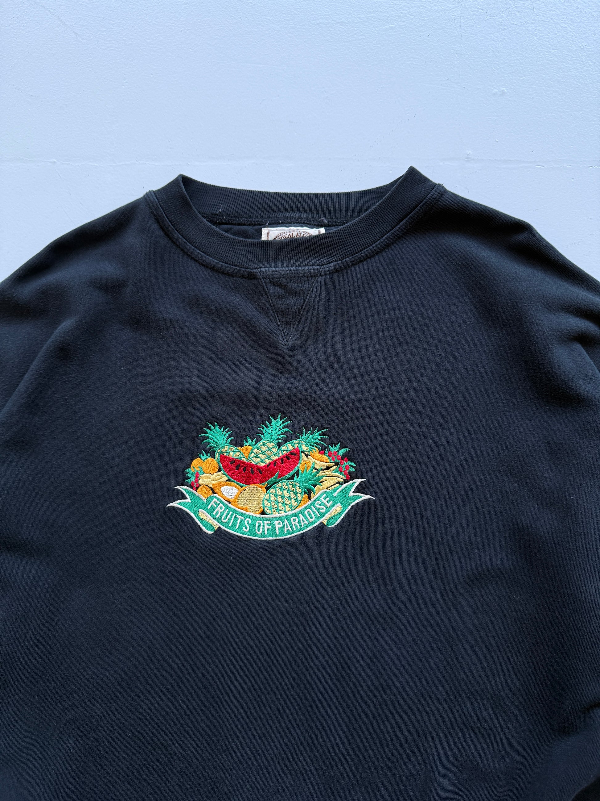 Black Fruits of Paradise 90's Vintage Graphic Sweatshirt Jumper - XL