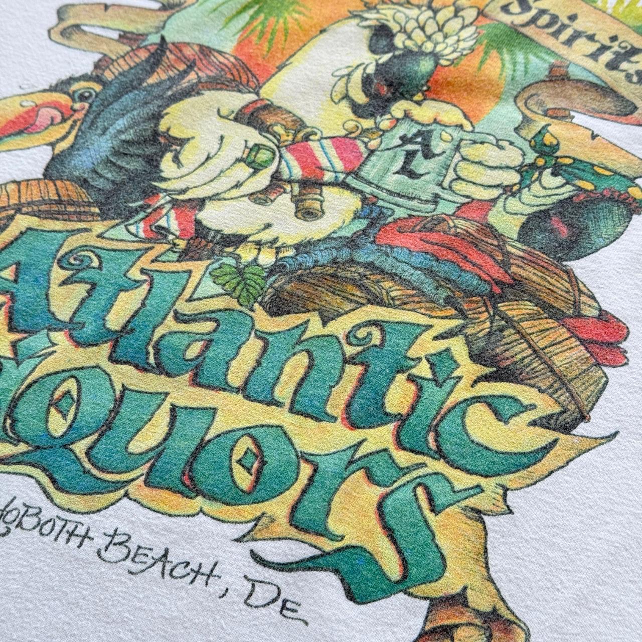 White Atlantic Liquor 90s Graphic Vintage T-shirt - Large