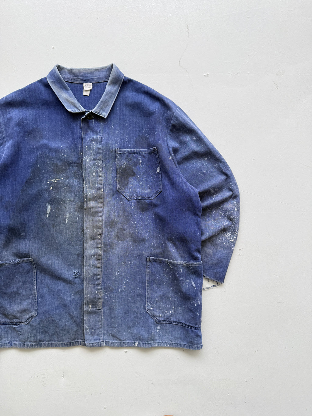 Thrashed Blue French Vintage Workwear Chore Jacket CH371 - XL